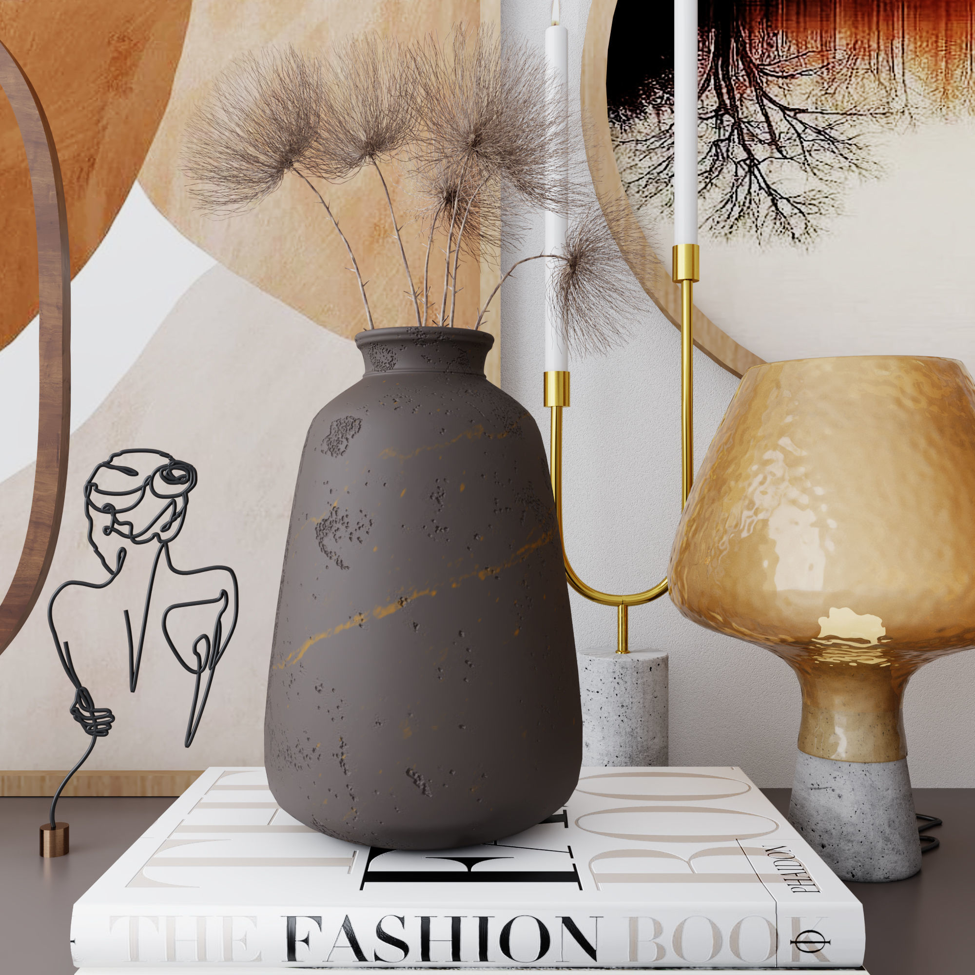 decorative set09-dried flower 3D model_5