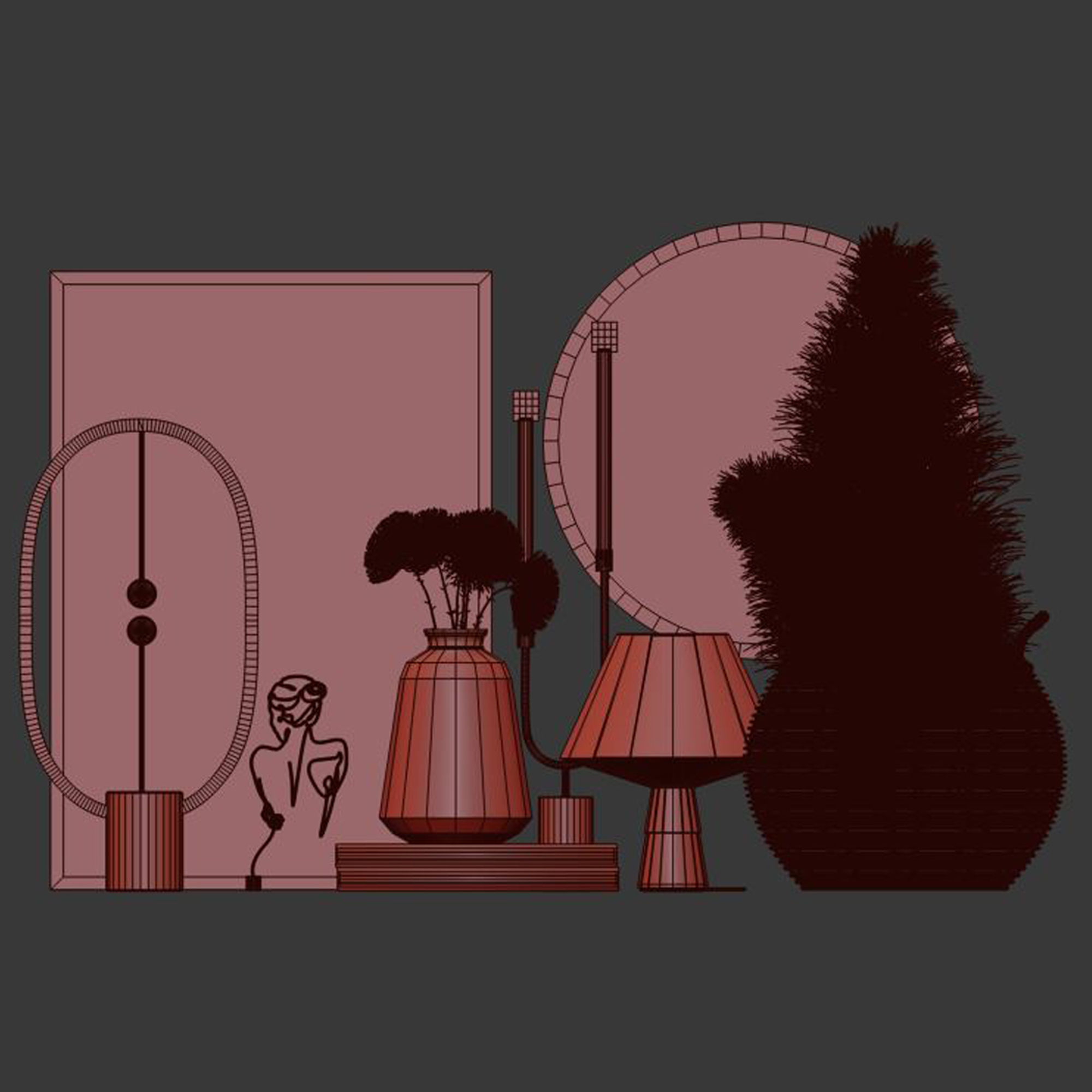 decorative set09-dried flower 3D model_4