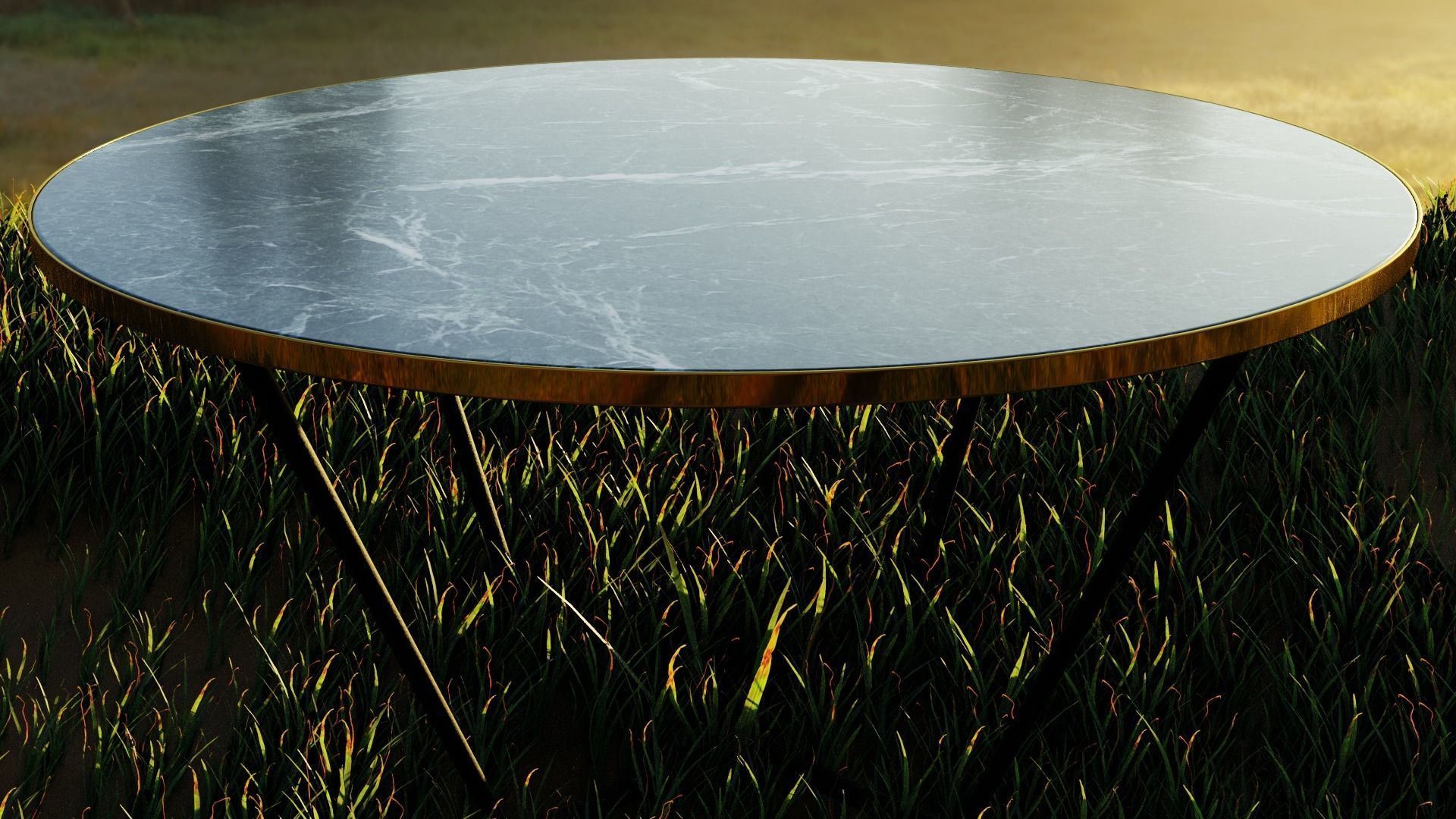 Table round marble with legs Low-poly 3D model_2