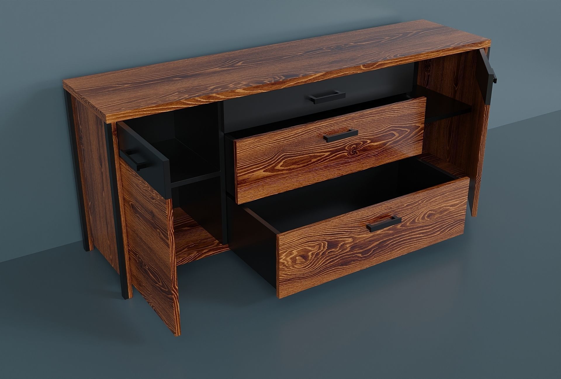 A simple model of a modern chest of drawers Low-poly 3D model_1
