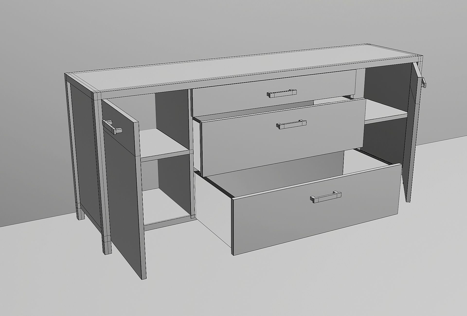 A simple model of a modern chest of drawers Low-poly 3D model_2