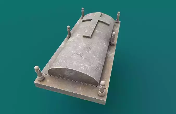 Tombstone PBR wooden coffin with cross on top