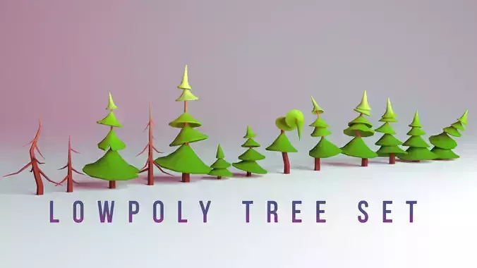 Low-poly Tree Set forest Free low-poly 3D model