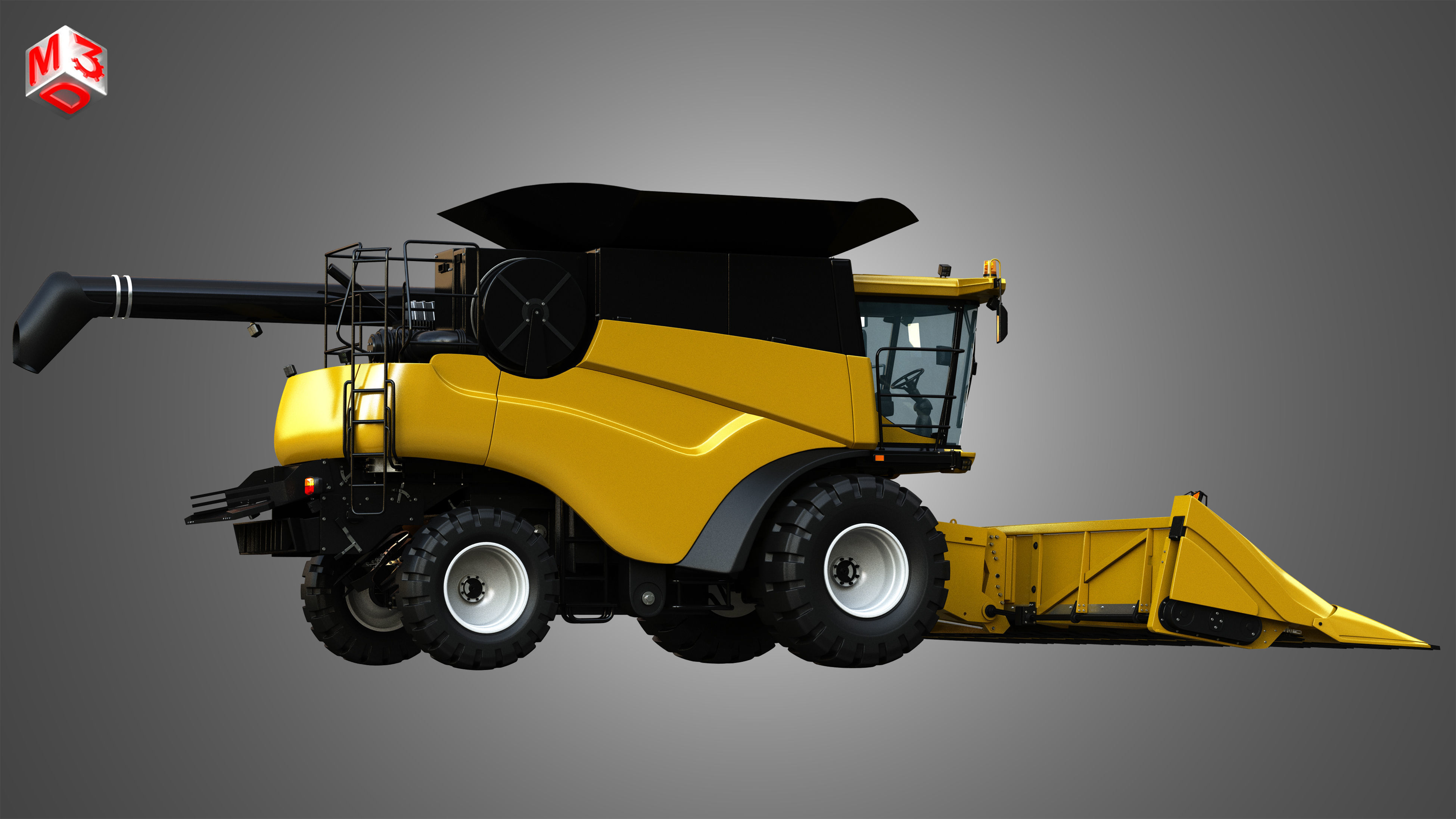 NH - CR 9070 Combine Harvester - With Corn Harvester Head 3D model_7