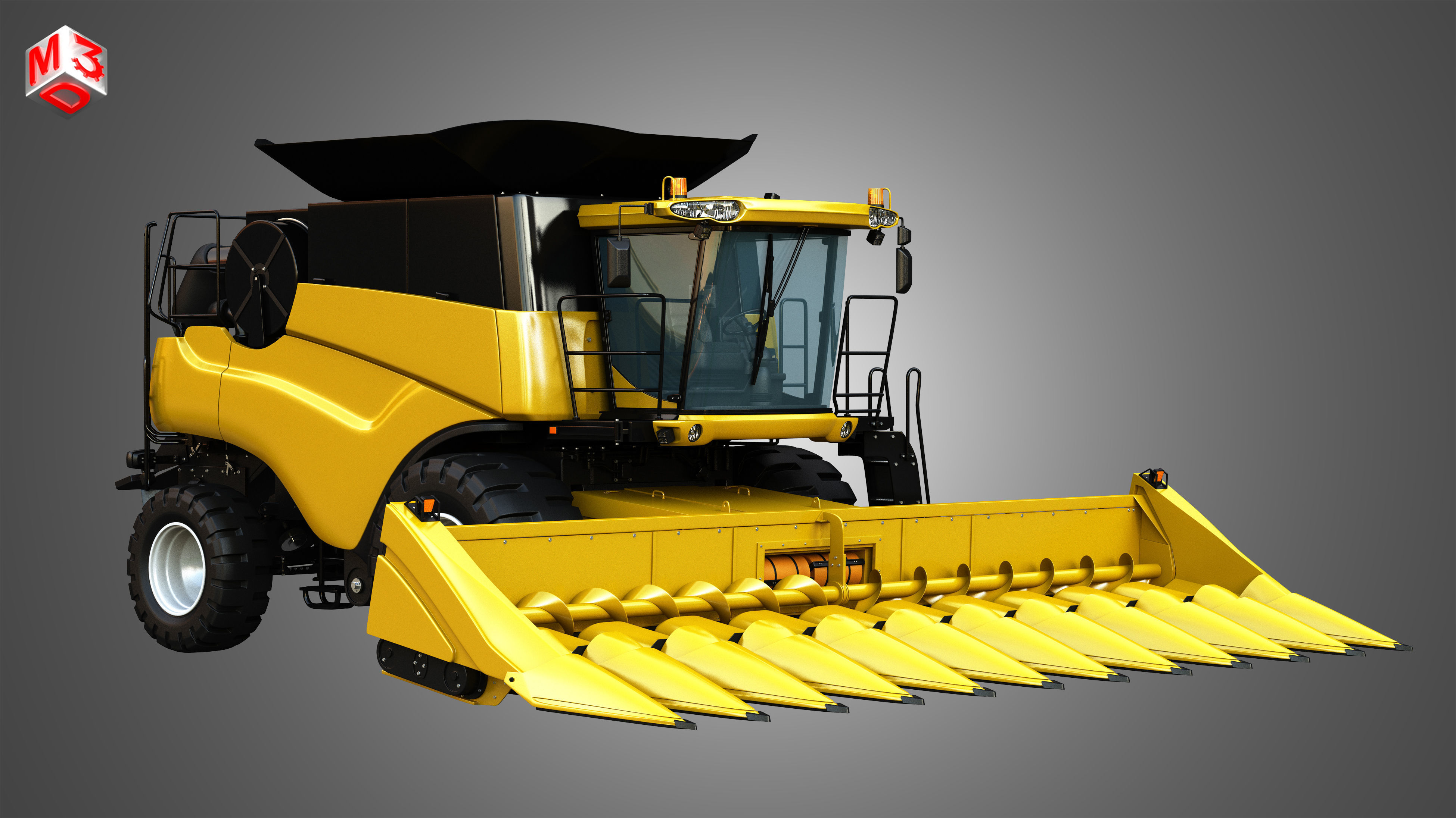 NH - CR 9070 Combine Harvester - With Corn Harvester Head 3D model_2