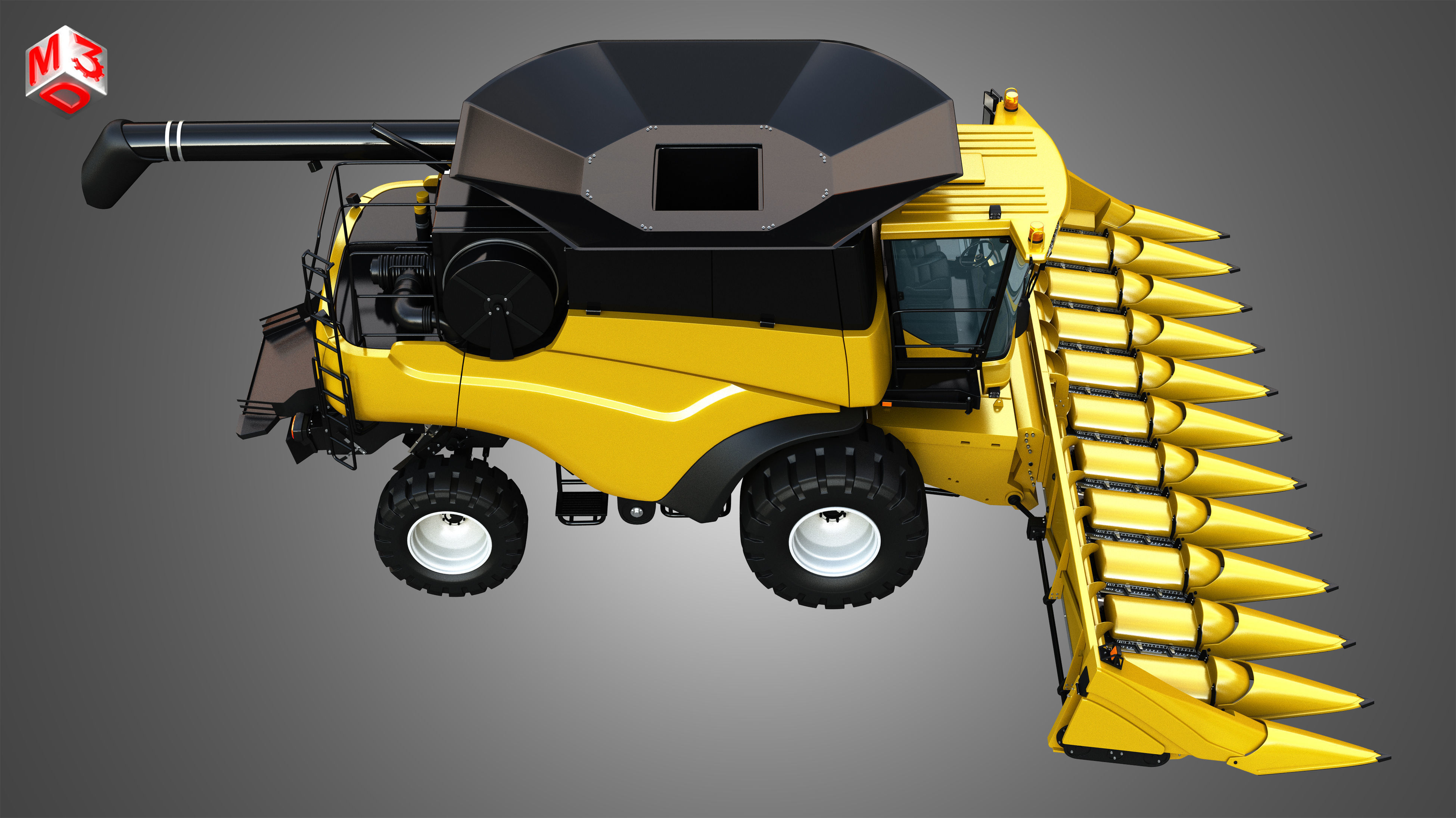 NH - CR 9070 Combine Harvester - With Corn Harvester Head 3D model_11