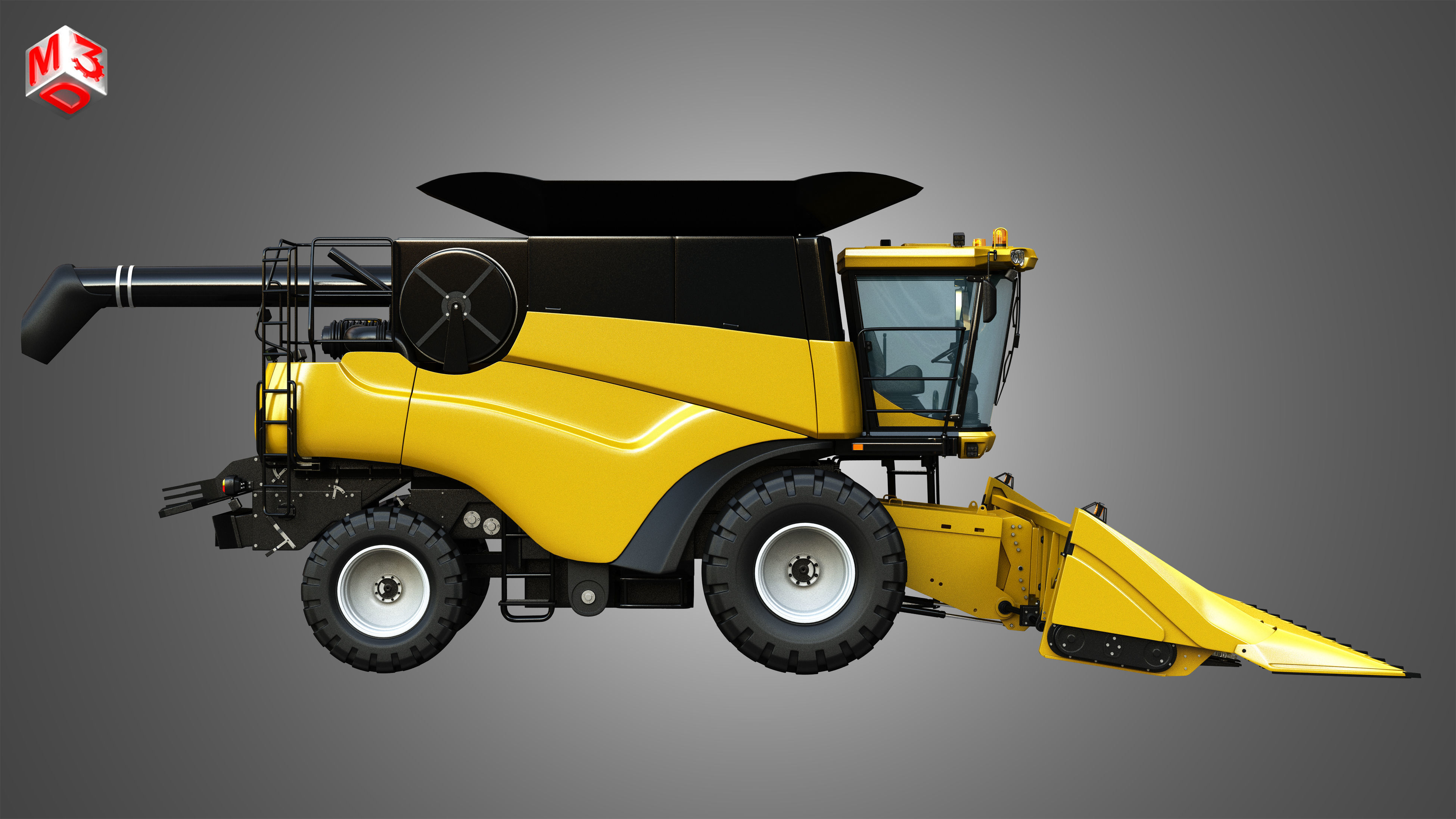 NH - CR 9070 Combine Harvester - With Corn Harvester Head 3D model_5