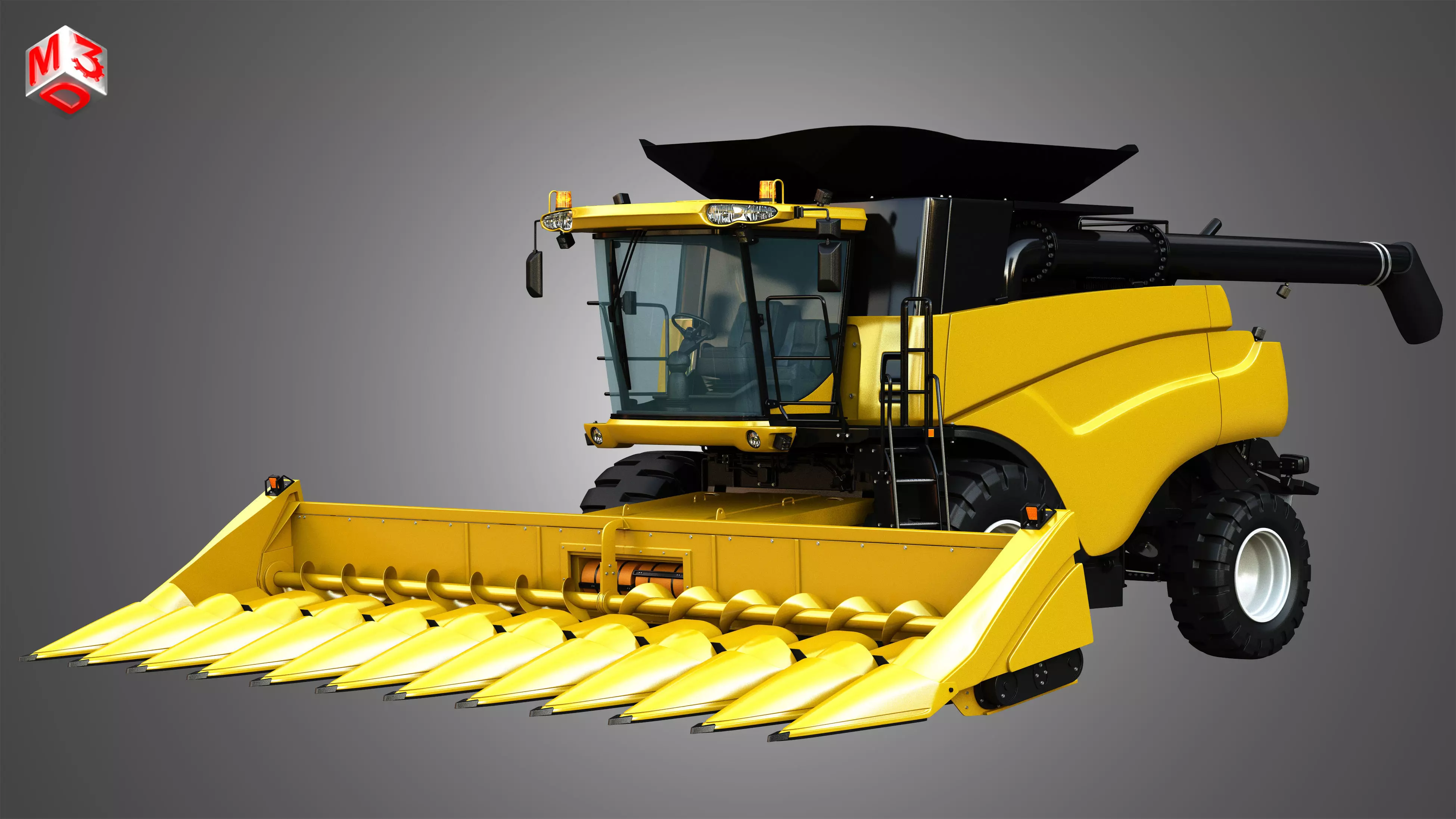 NH - CR 9070 Combine Harvester - With Corn Harvester Head 3D model_0