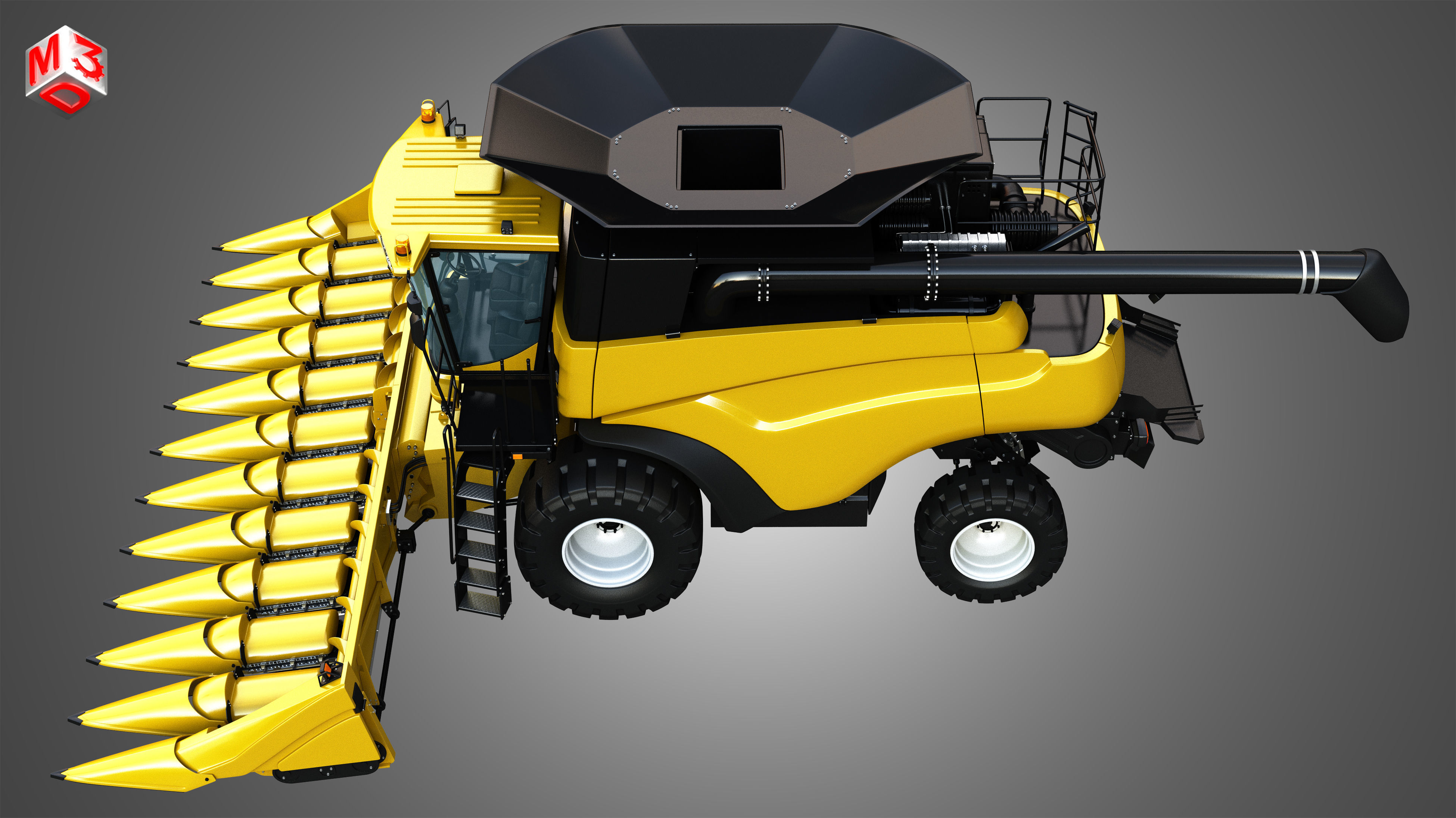 NH - CR 9070 Combine Harvester - With Corn Harvester Head 3D model_10