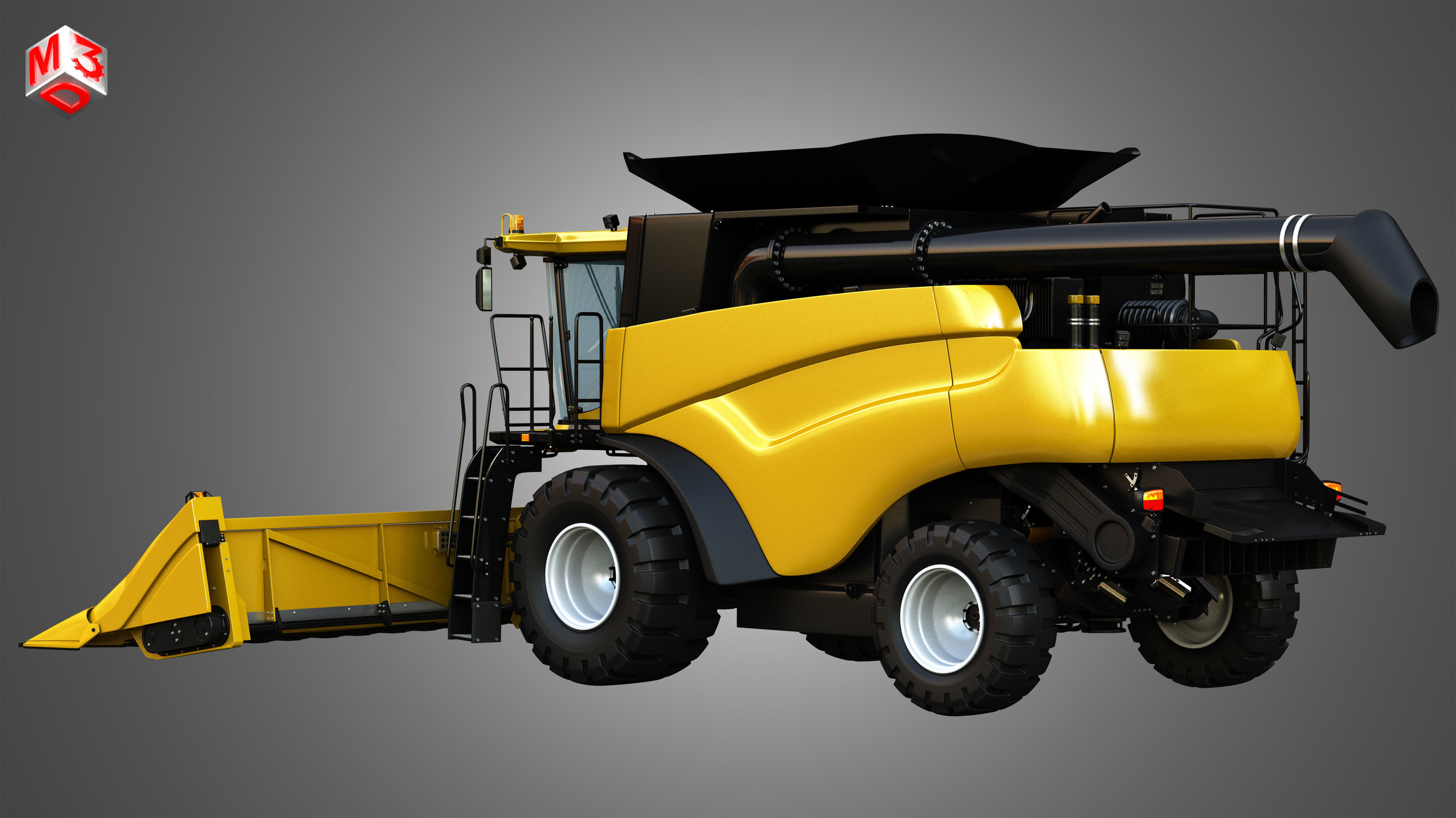 NH - CR 9070 Combine Harvester - With Corn Harvester Head 3D model_3