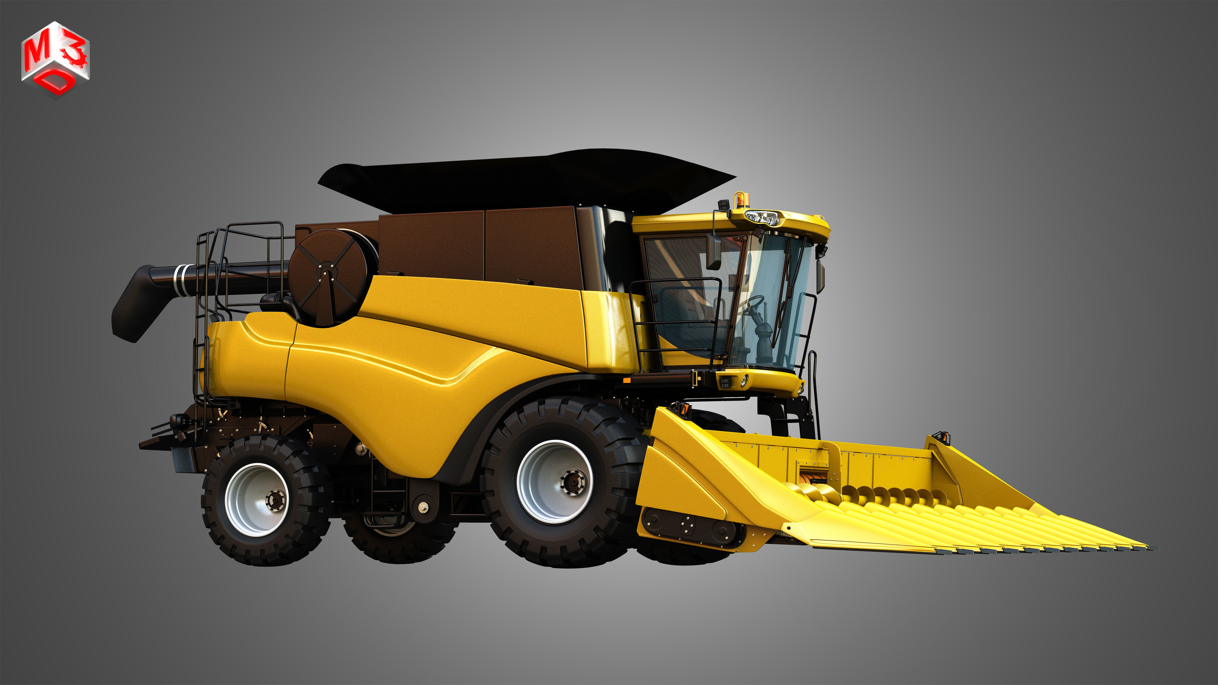 NH - CR 9070 Combine Harvester - With Corn Harvester Head 3D model_8