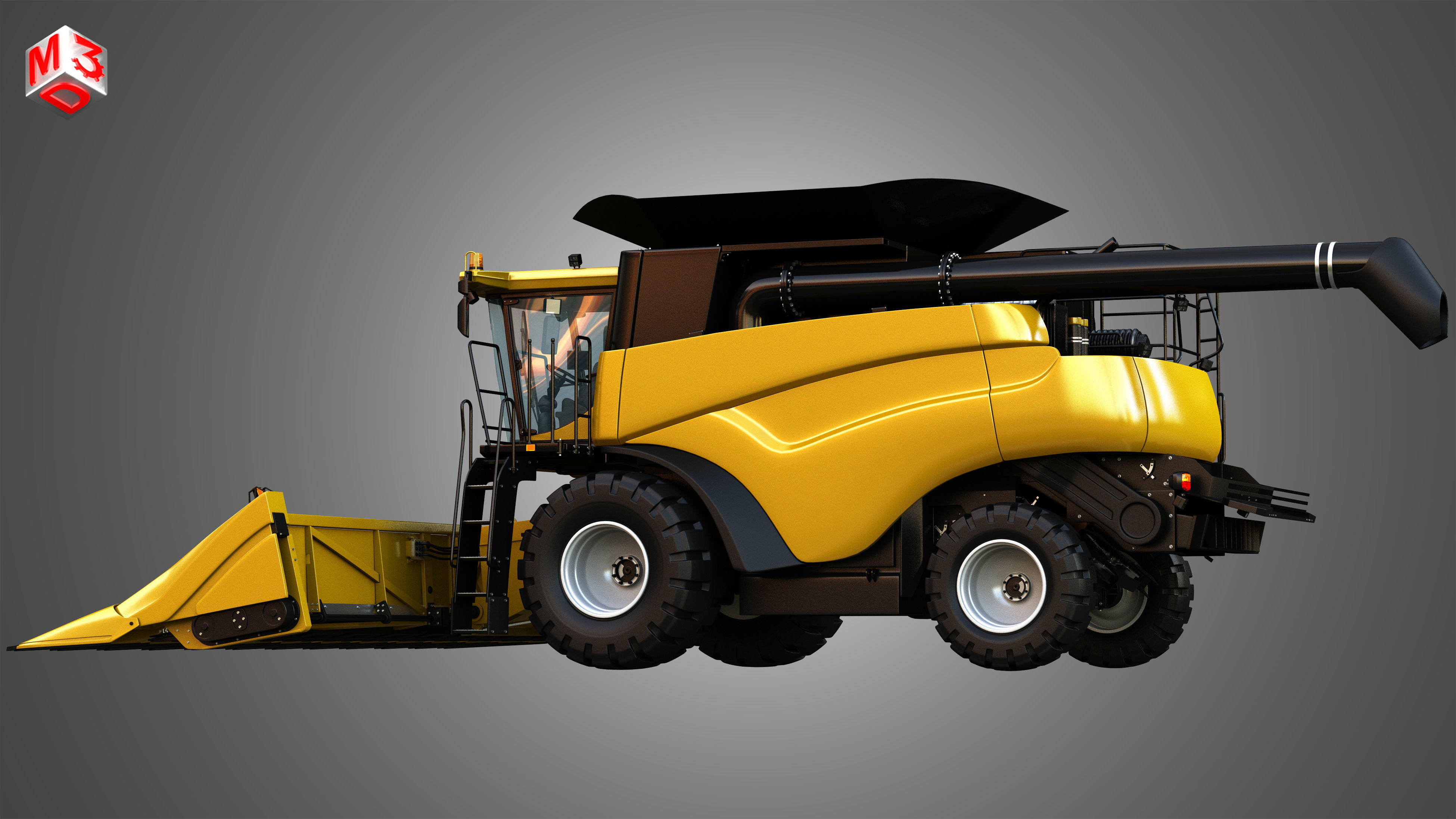 NH - CR 9070 Combine Harvester - With Corn Harvester Head 3D model_9