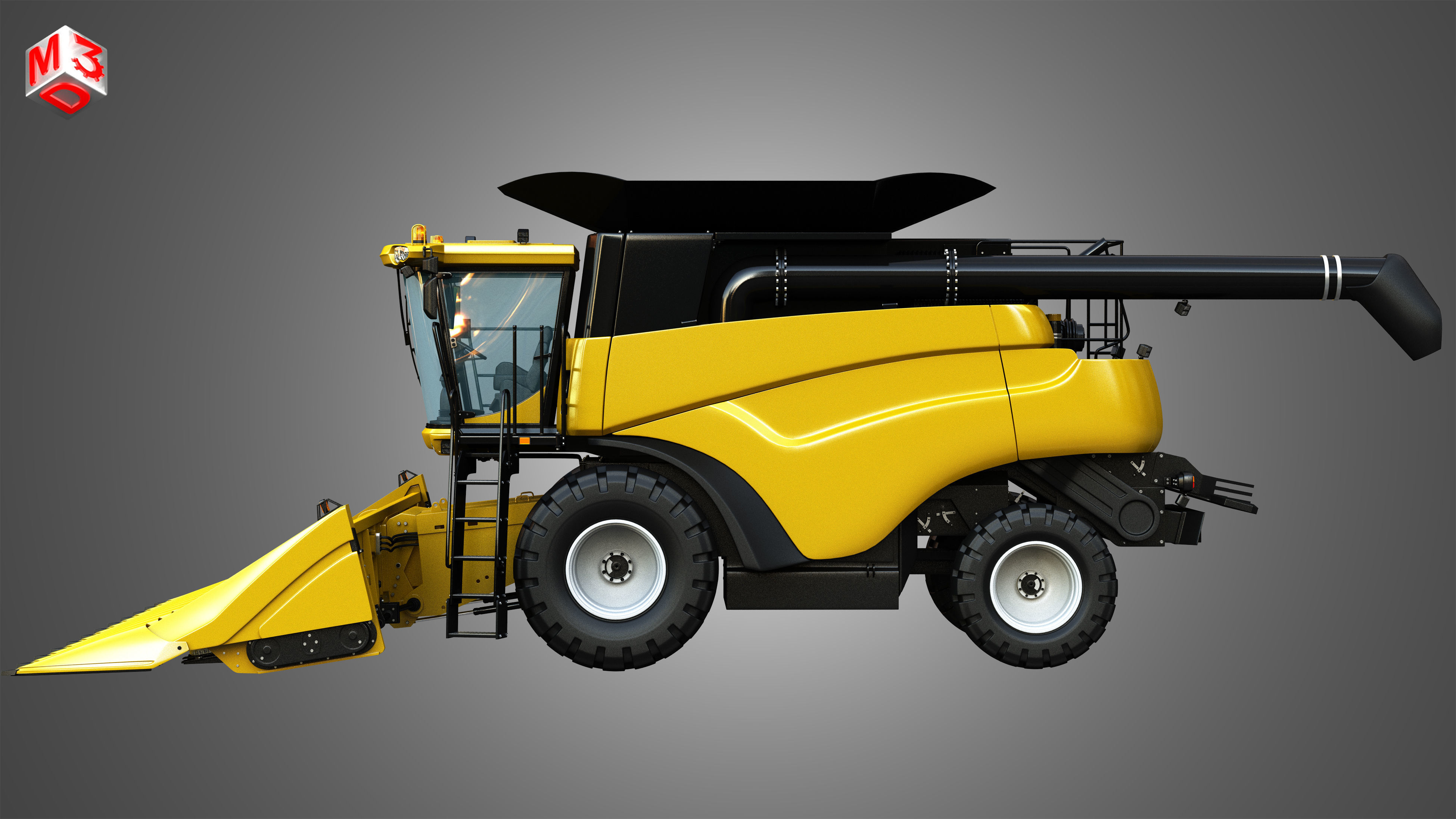 NH - CR 9070 Combine Harvester - With Corn Harvester Head 3D model_4