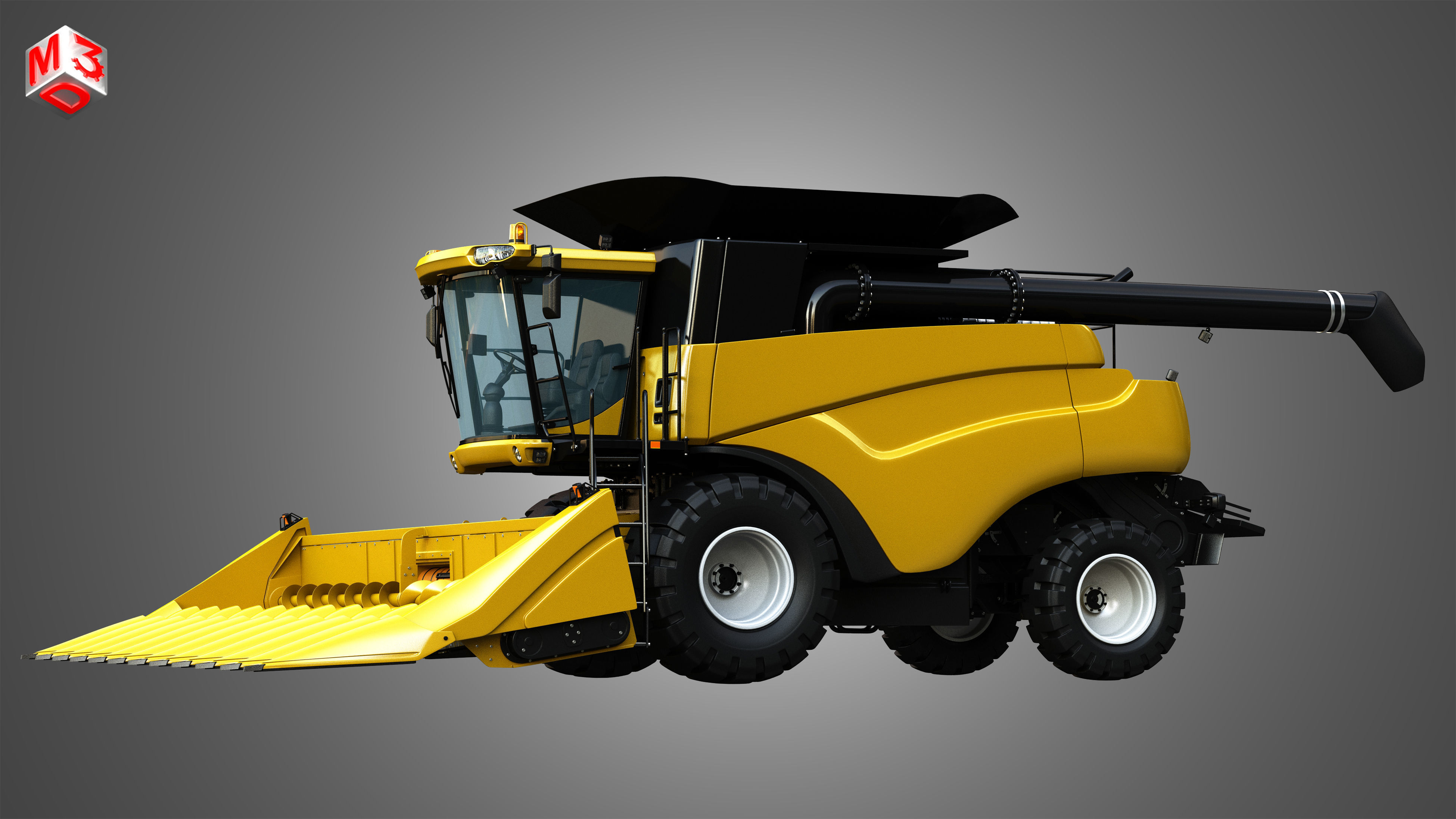 NH - CR 9070 Combine Harvester - With Corn Harvester Head 3D model_6