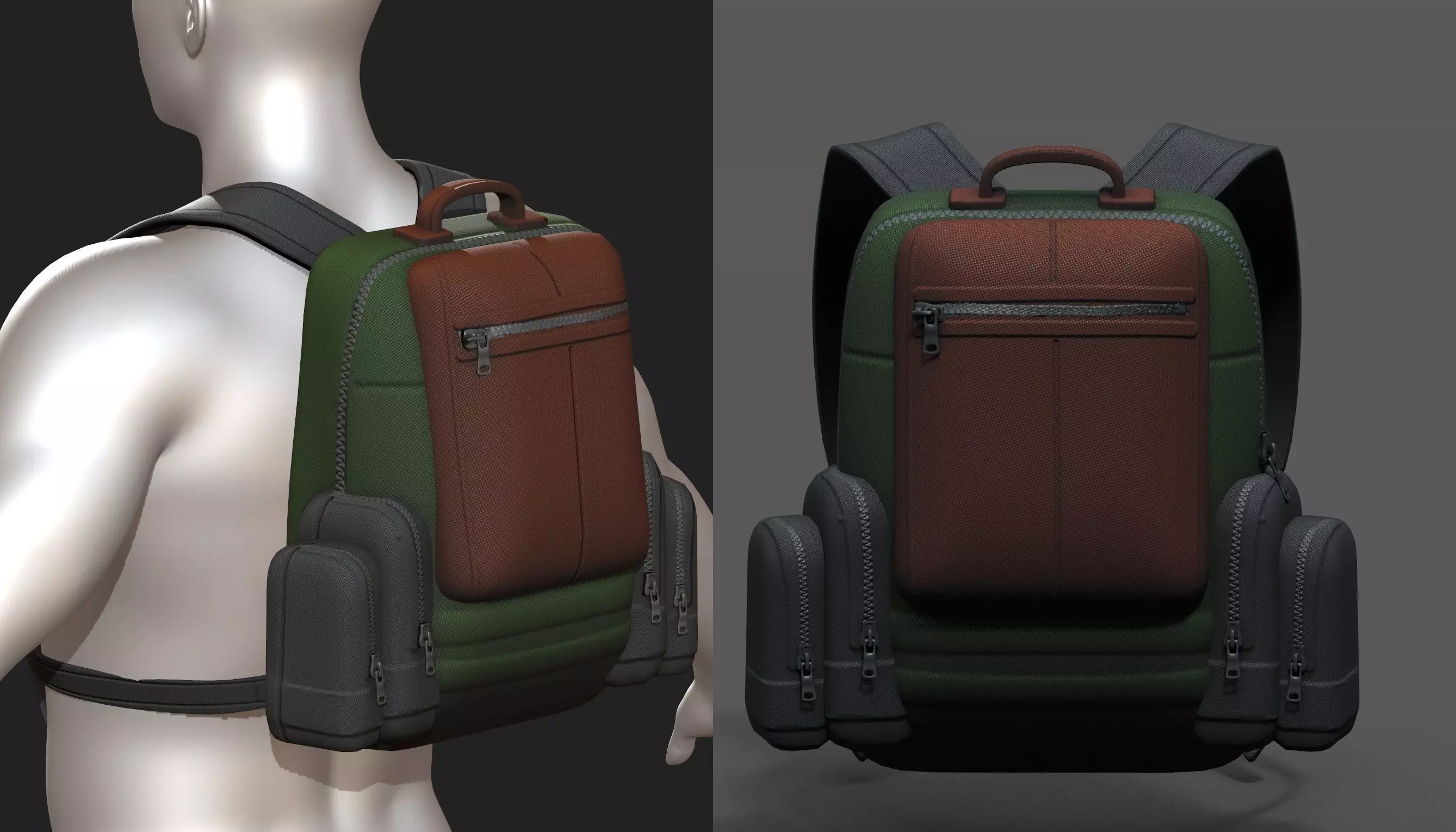 Backpack military combat soldier armor scifi Generic camp Low-poly 3D model_0