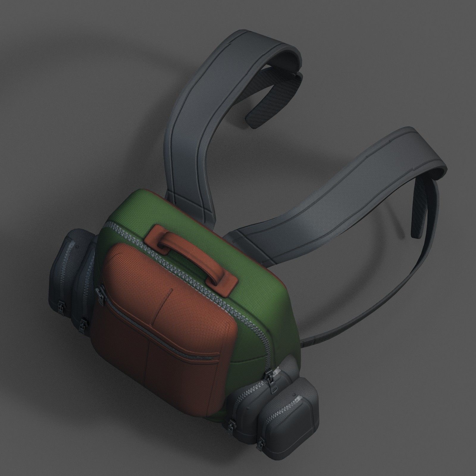 Backpack military combat soldier armor scifi Generic camp Low-poly 3D model_7