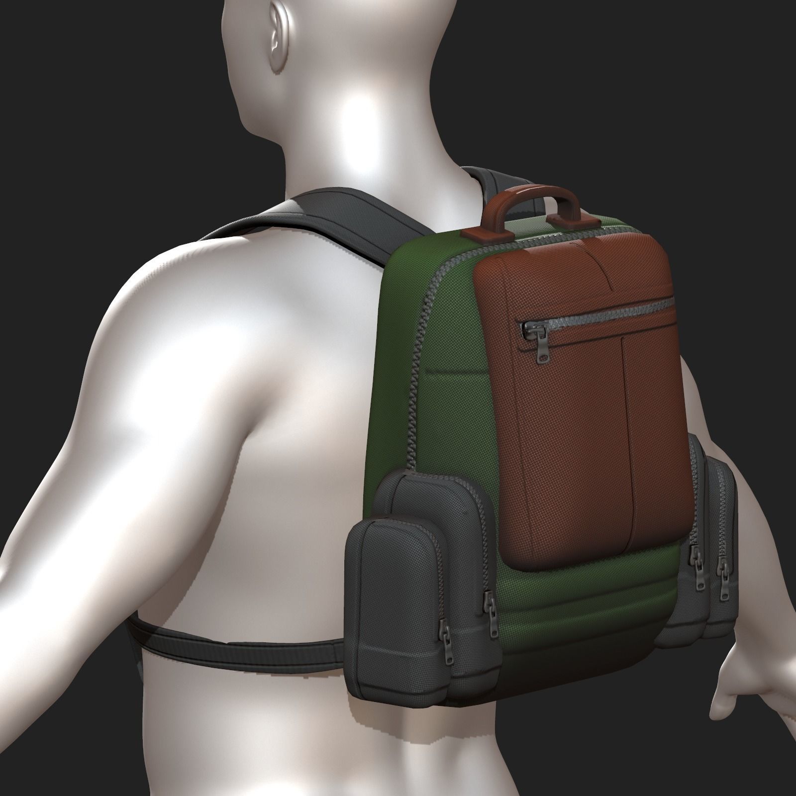 Backpack military combat soldier armor scifi Generic camp Low-poly 3D model_8