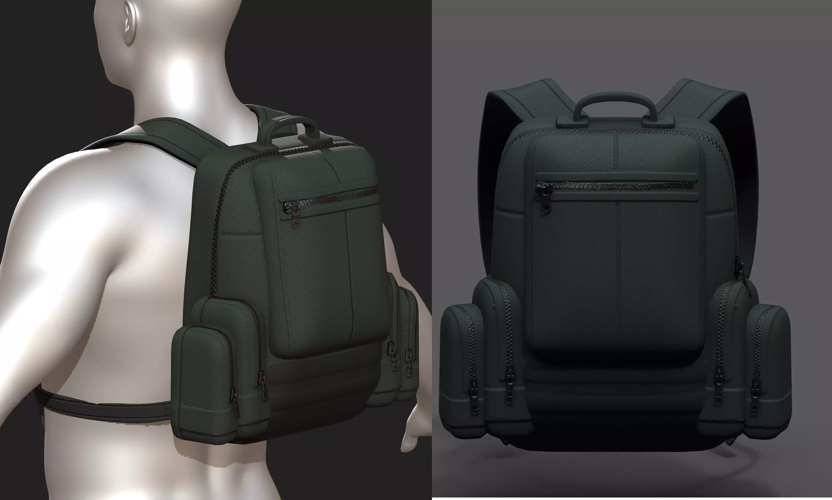 Backpack military combat soldier armor scifi Low-poly 3D model_0