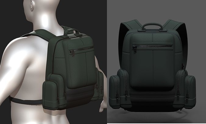 Backpack military combat soldier armor scifi Low-poly 3D model