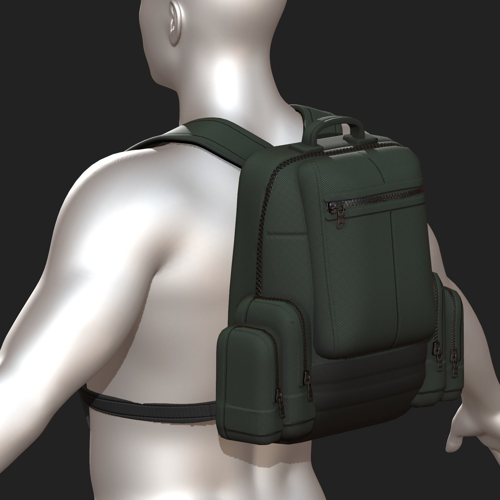 Backpack military combat soldier armor scifi Low-poly 3D model_1