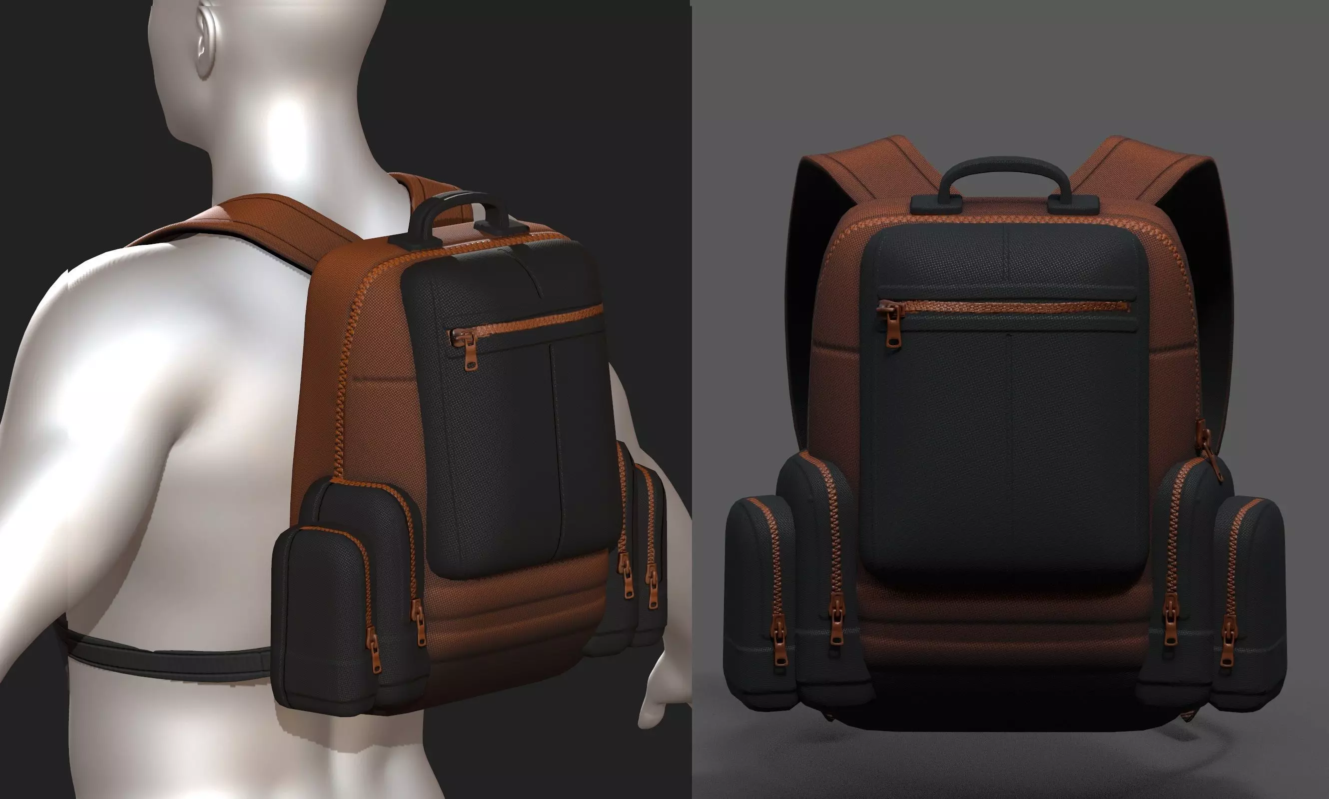 Backpack military combat soldier armor scifi Generic camp  Low-poly 3D model_0