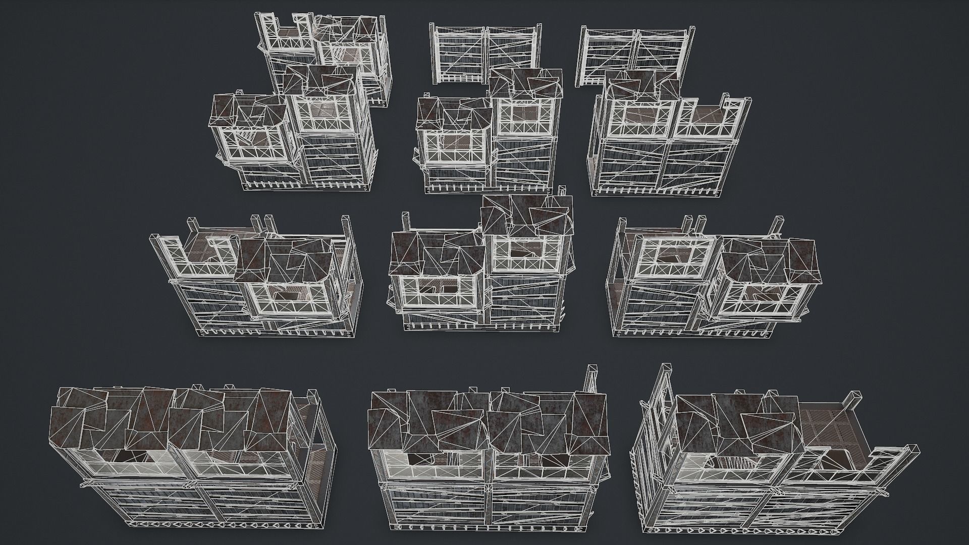 Post-Apocalypse Modular Metal Defensives Low-poly 3D model_2