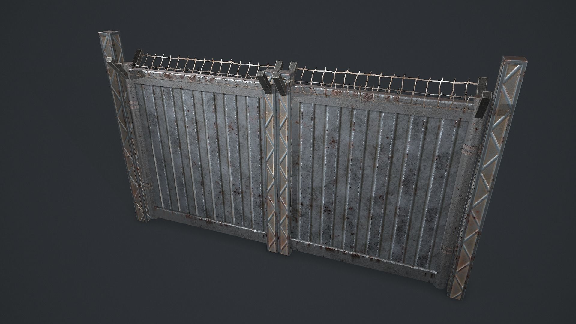 Post-Apocalypse Modular Metal Defensives Low-poly 3D model_18