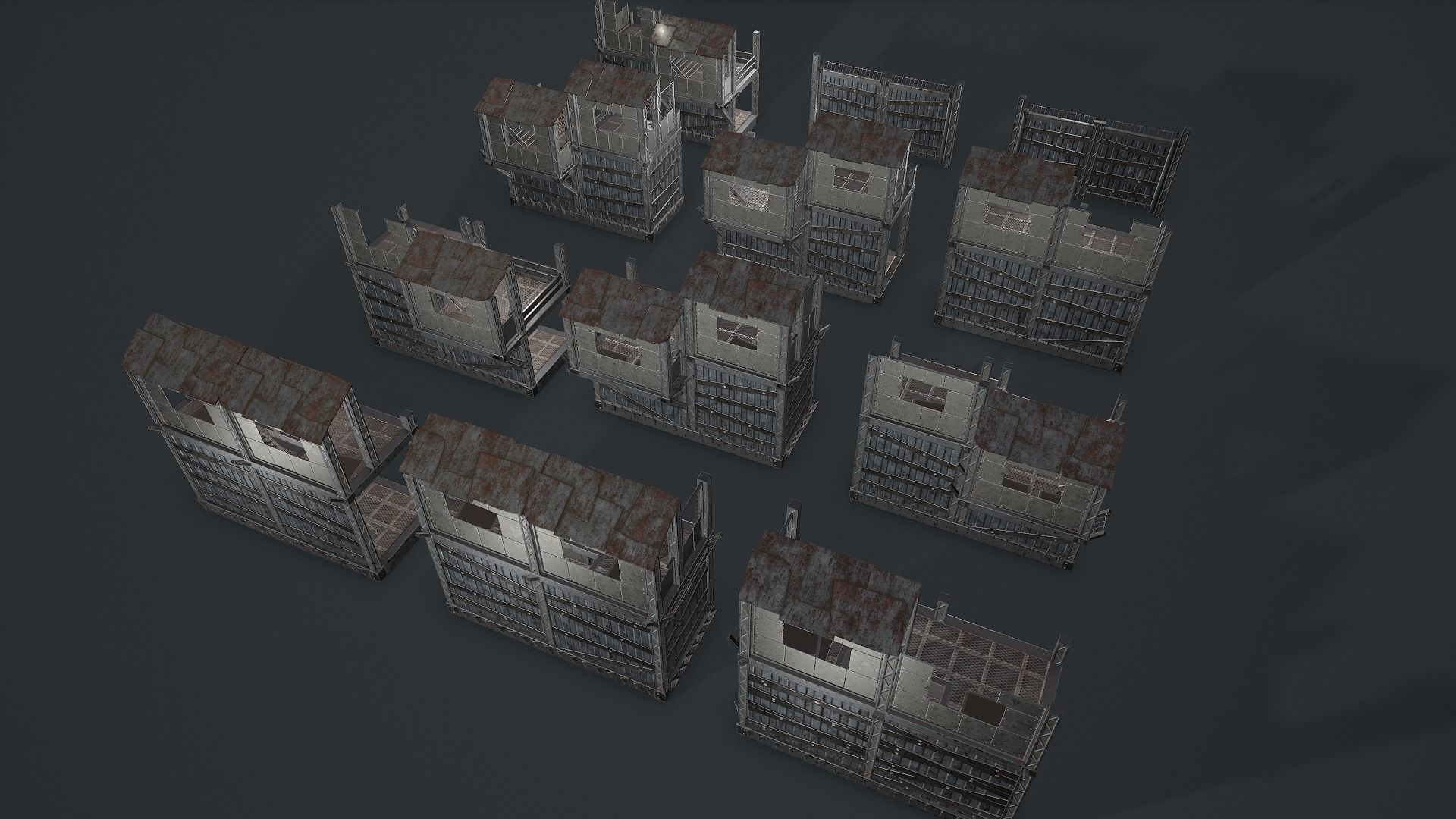 Post-Apocalypse Modular Metal Defensives Low-poly 3D model_1