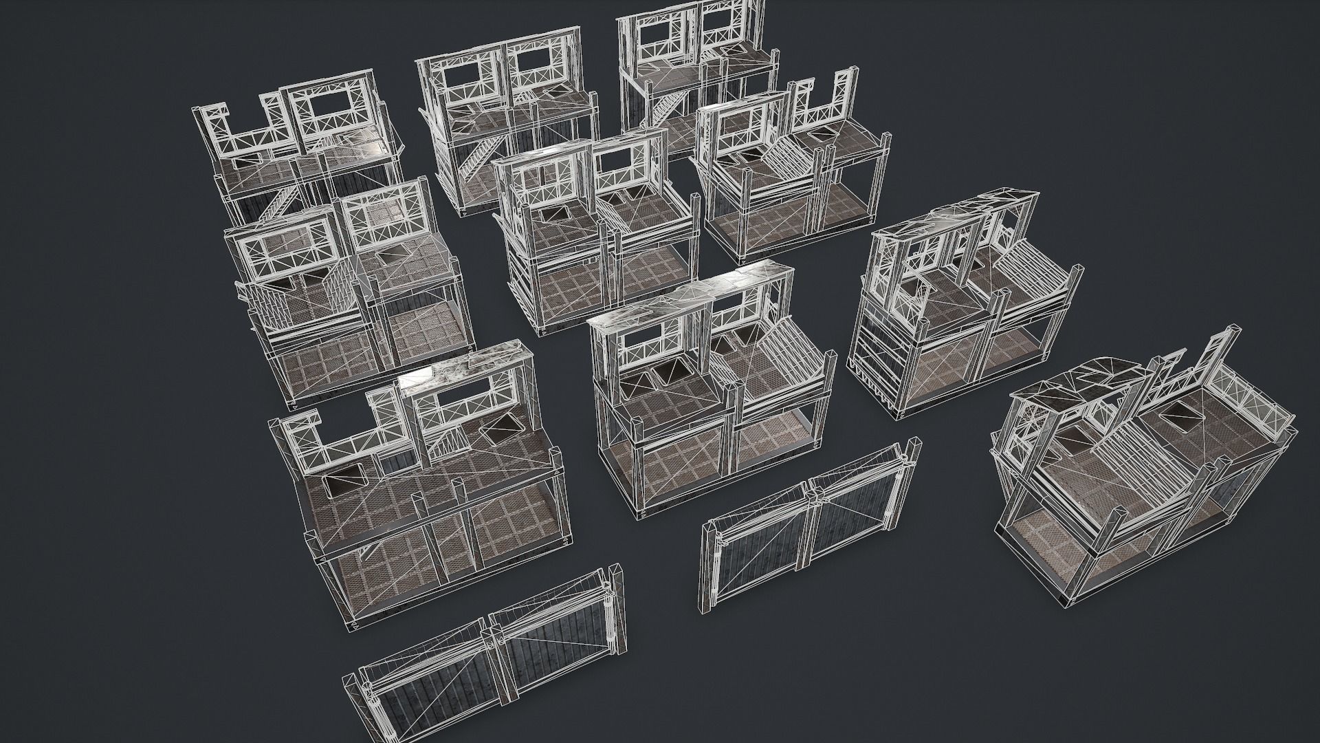 Post-Apocalypse Modular Metal Defensives Low-poly 3D model_4