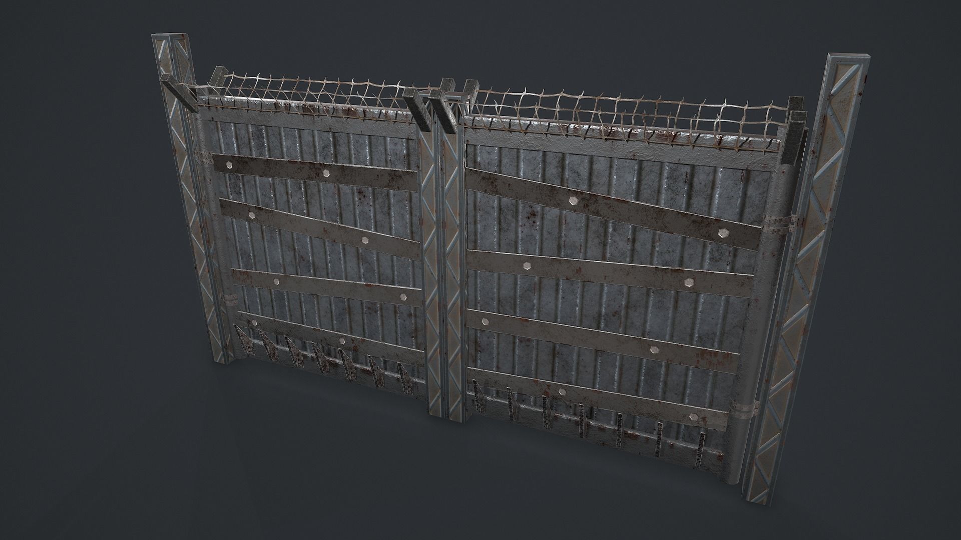 Post-Apocalypse Modular Metal Defensives Low-poly 3D model_17