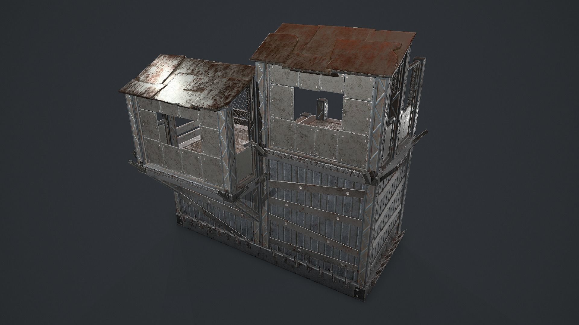 Post-Apocalypse Modular Metal Defensives Low-poly 3D model_13