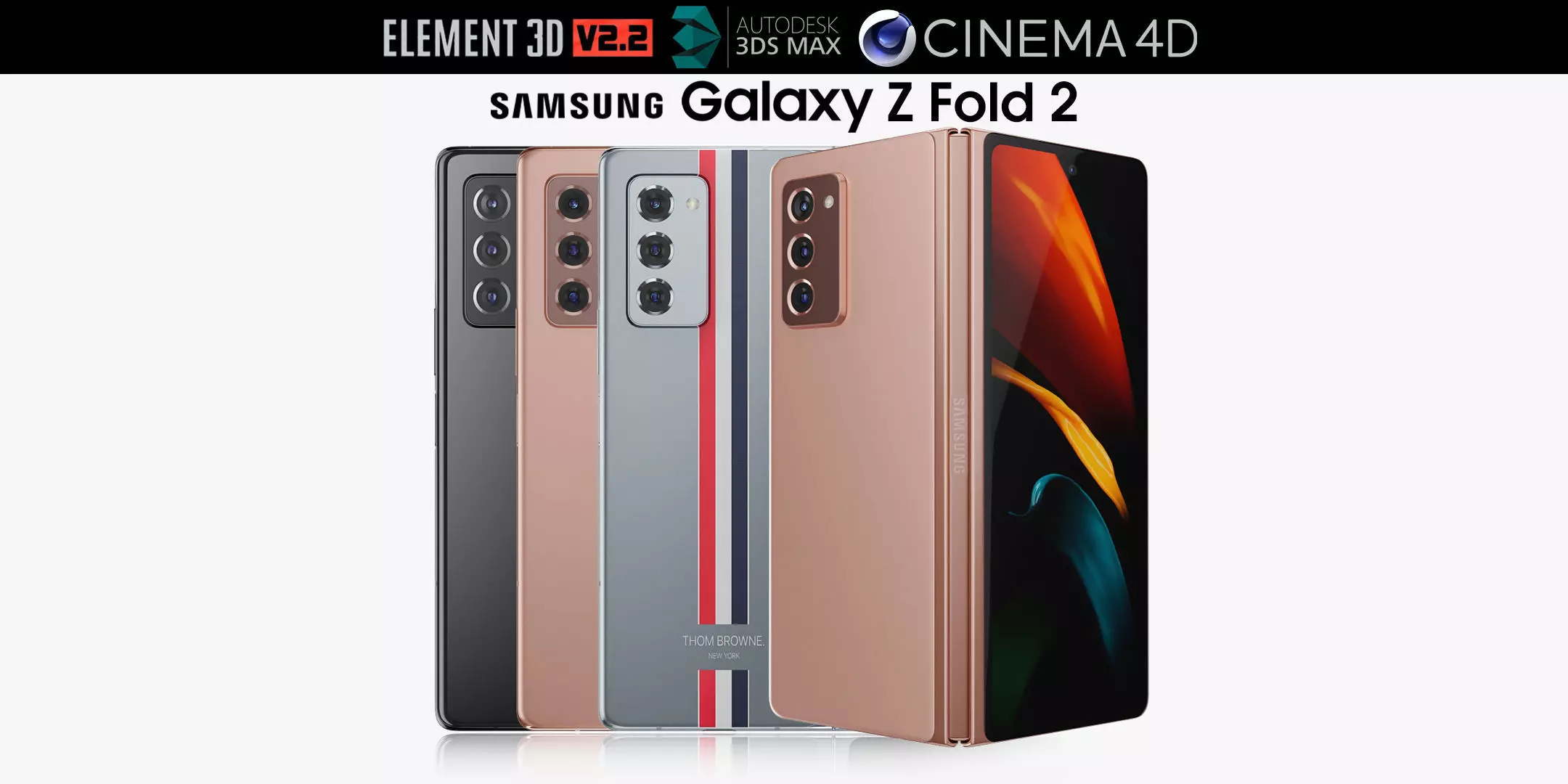 Samsung Galaxy Z Fold 2 all colors 3D model_0
