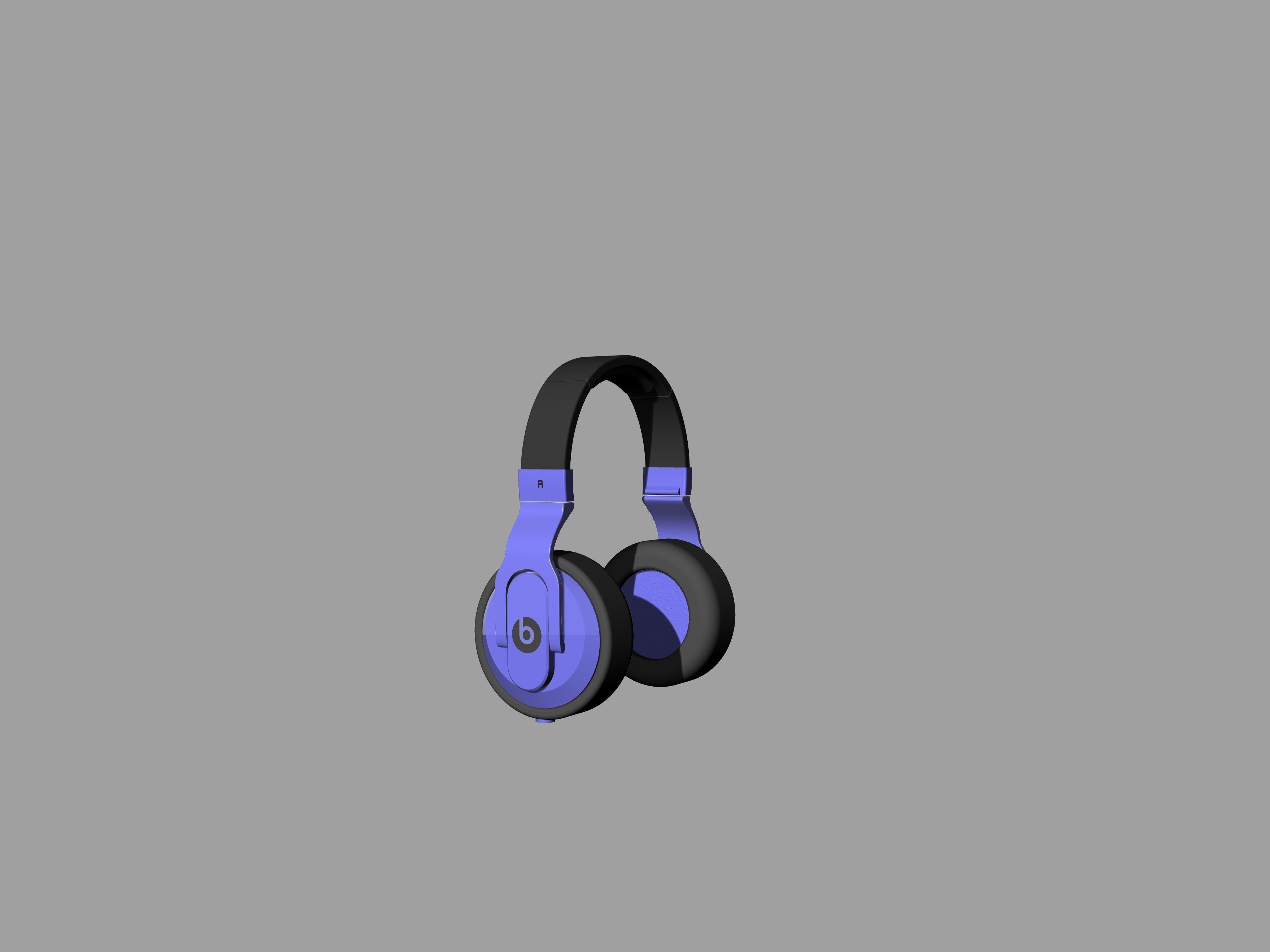 Black and blue beats headphones 3D print model_3