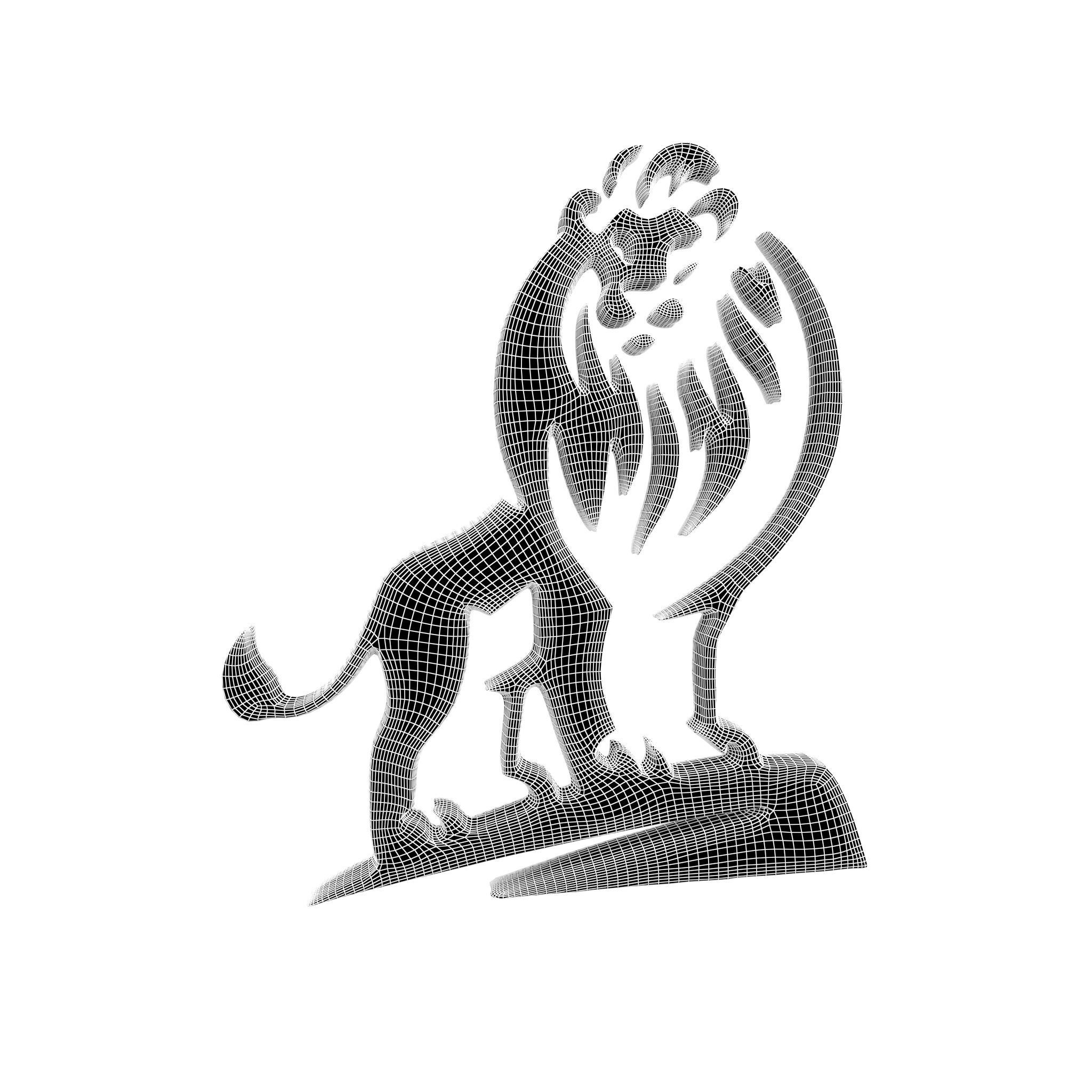 Lion Emblem v1 001 Low-poly 3D model_6