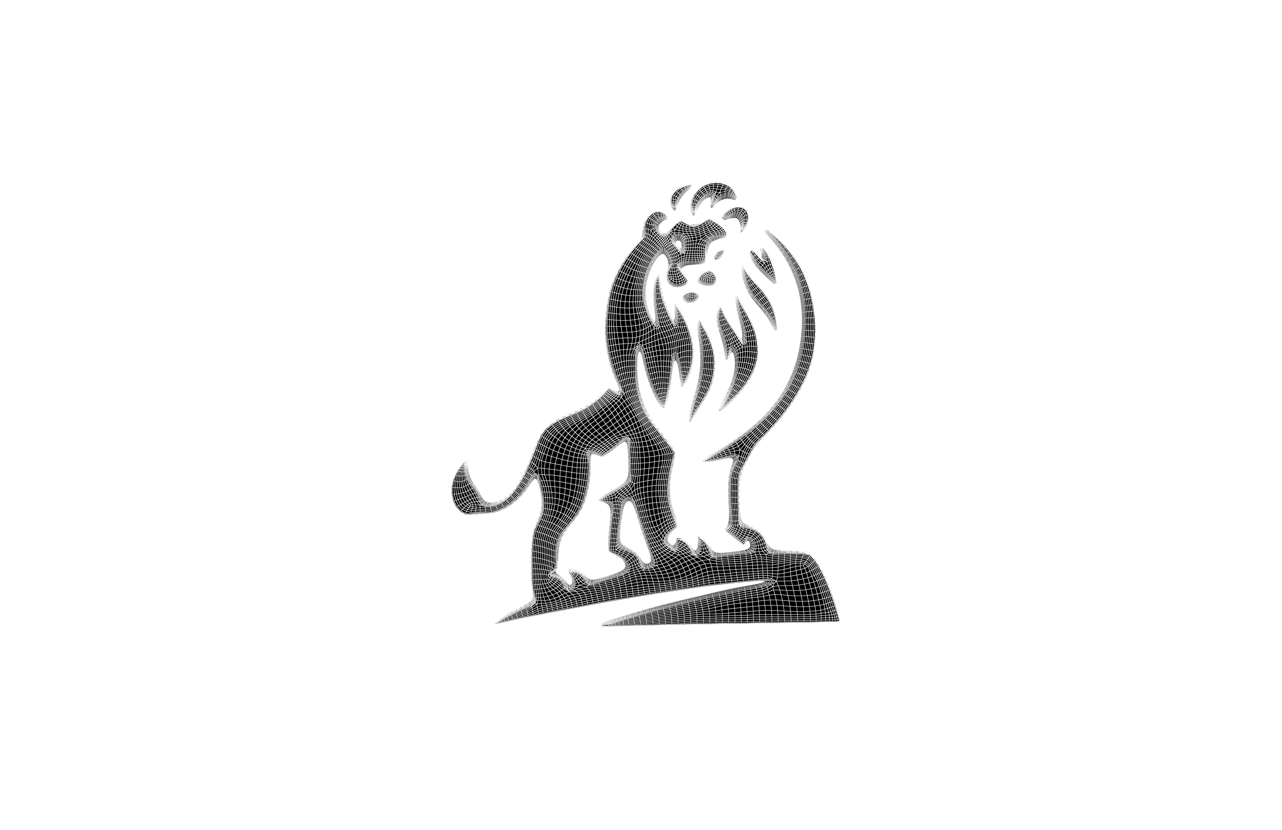 Lion Emblem v1 001 Low-poly 3D model_4