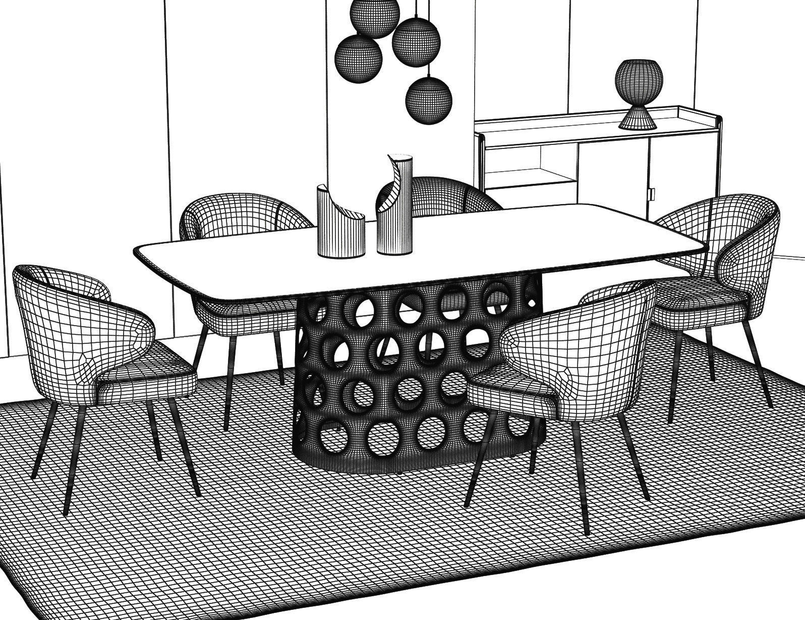Dining Room Interior 233 3D model_5