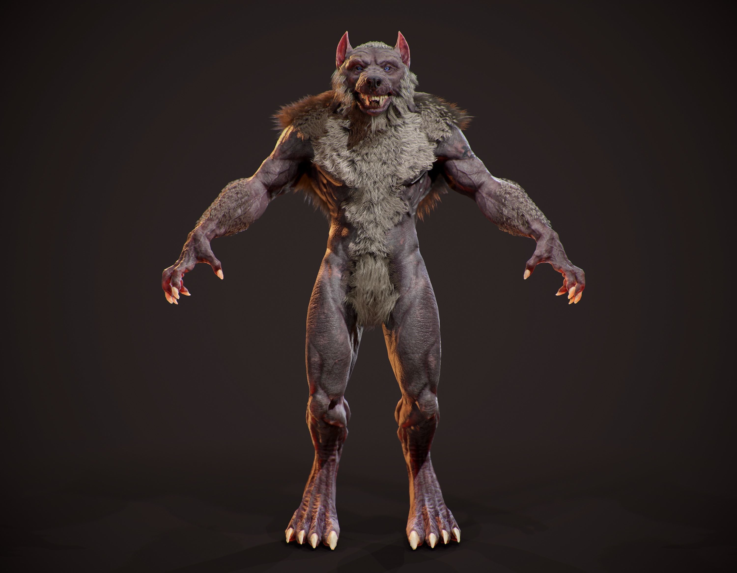 WereWolf Wild Realistic Low-poly 3D model_2