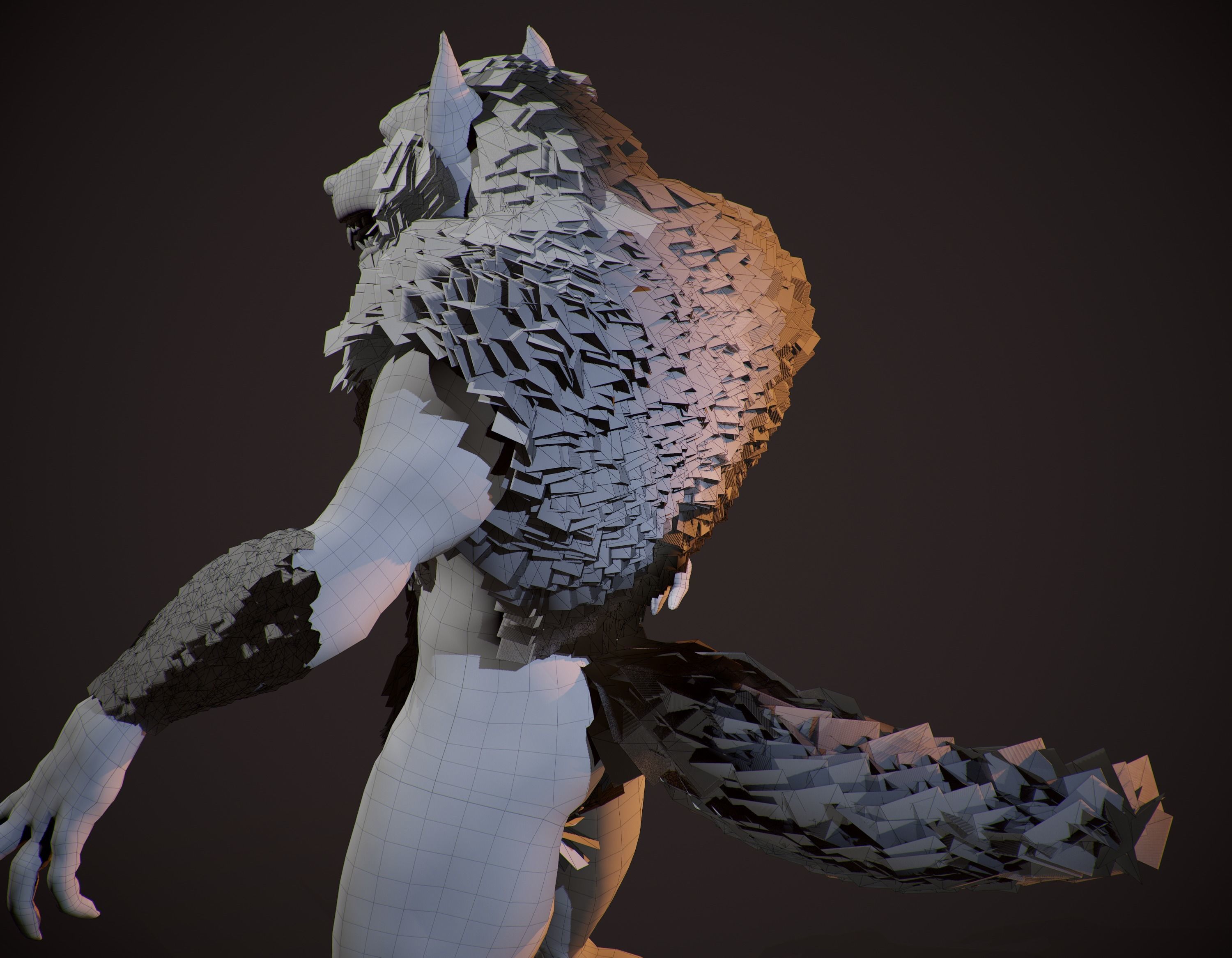 WereWolf Wild Realistic Low-poly 3D model_29