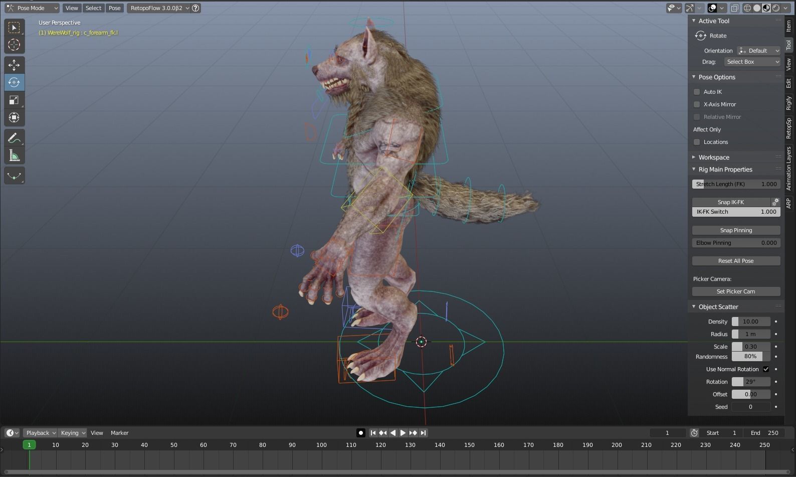 WereWolf Wild Realistic Low-poly 3D model_33