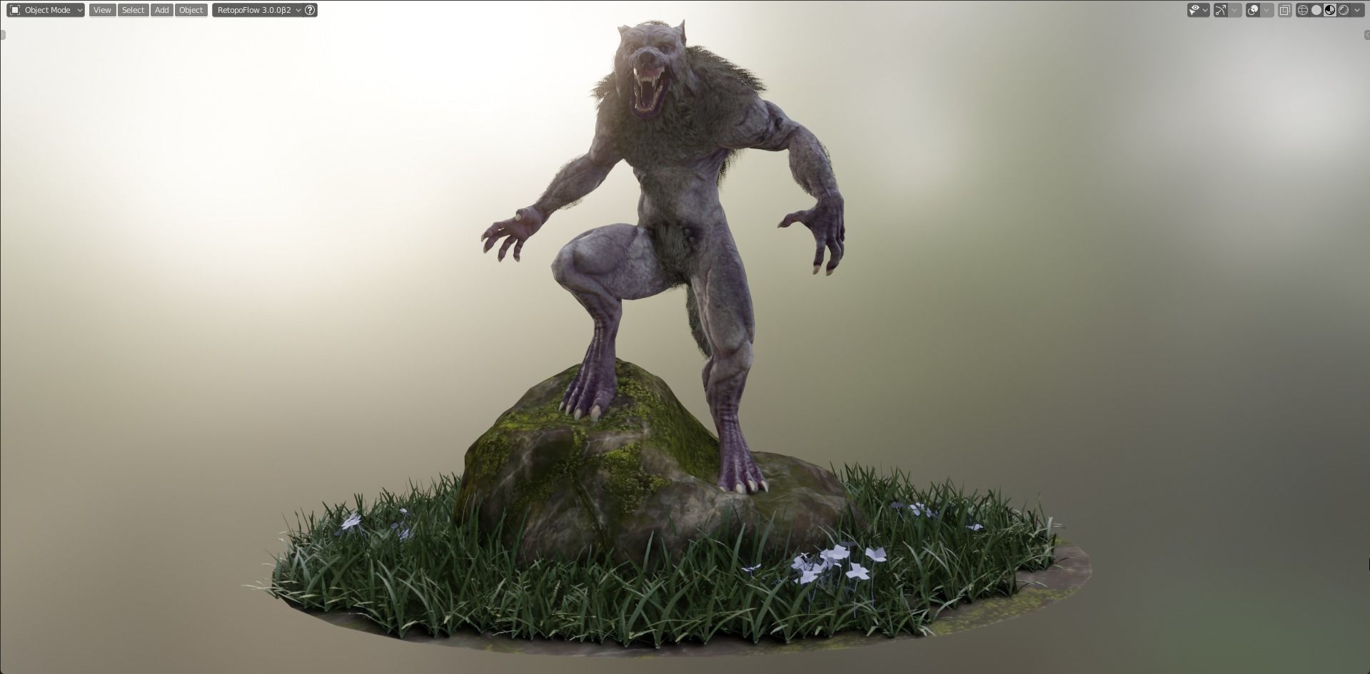 WereWolf Wild Realistic Low-poly 3D model_36