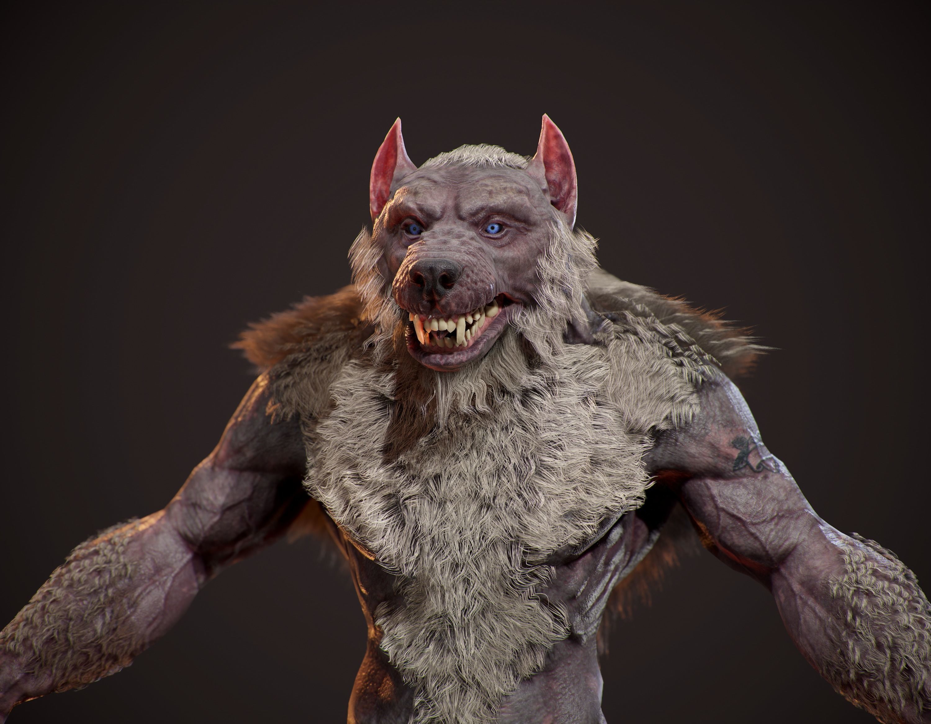 WereWolf Wild Realistic Low-poly 3D model_21