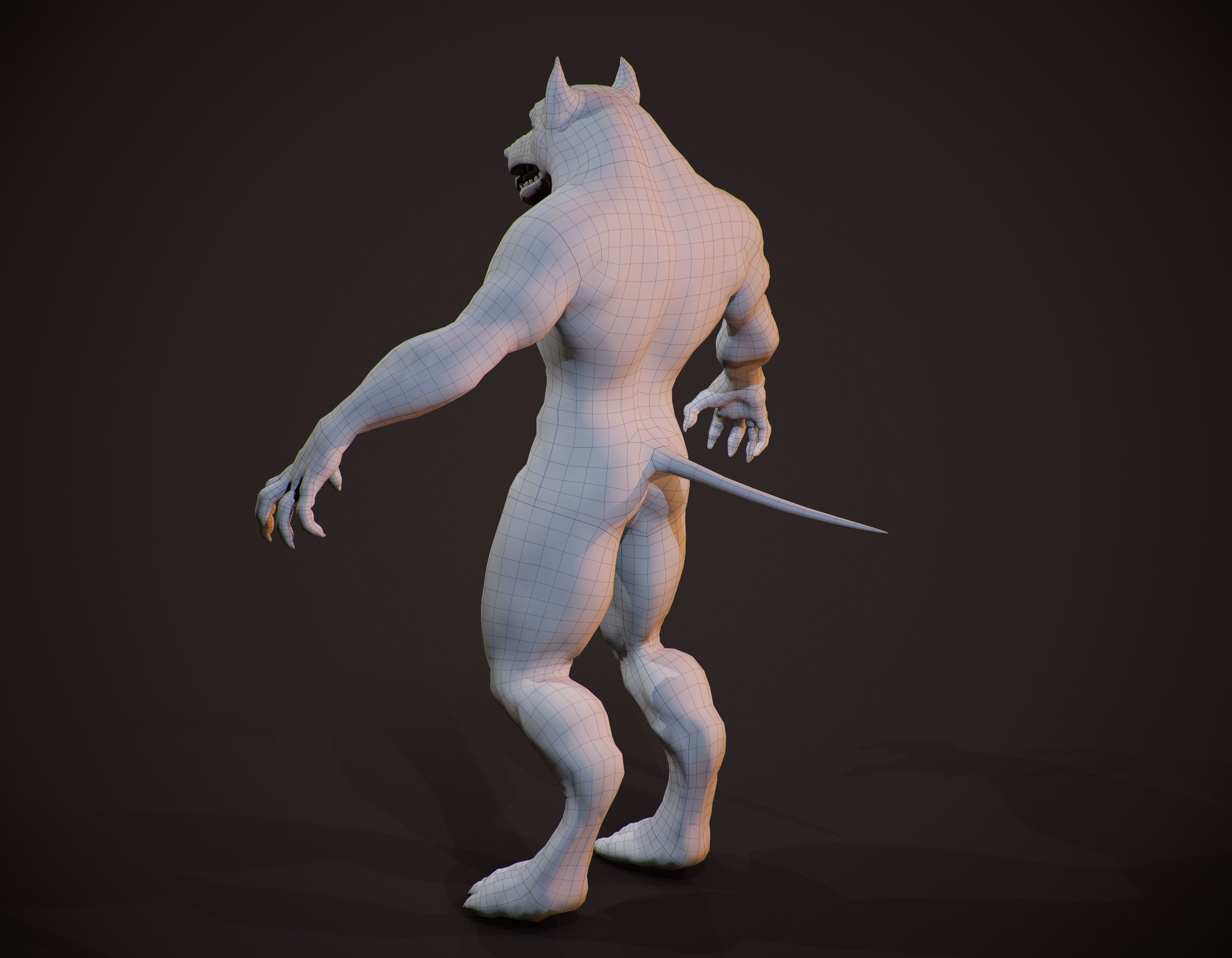 WereWolf Wild Realistic Low-poly 3D model_25
