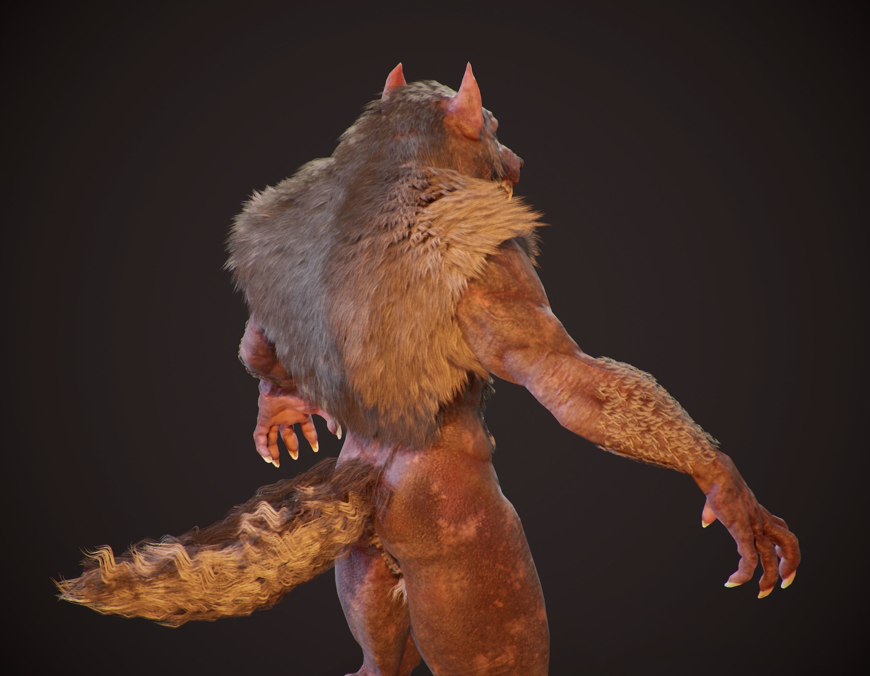 WereWolf Wild Realistic Low-poly 3D model_19