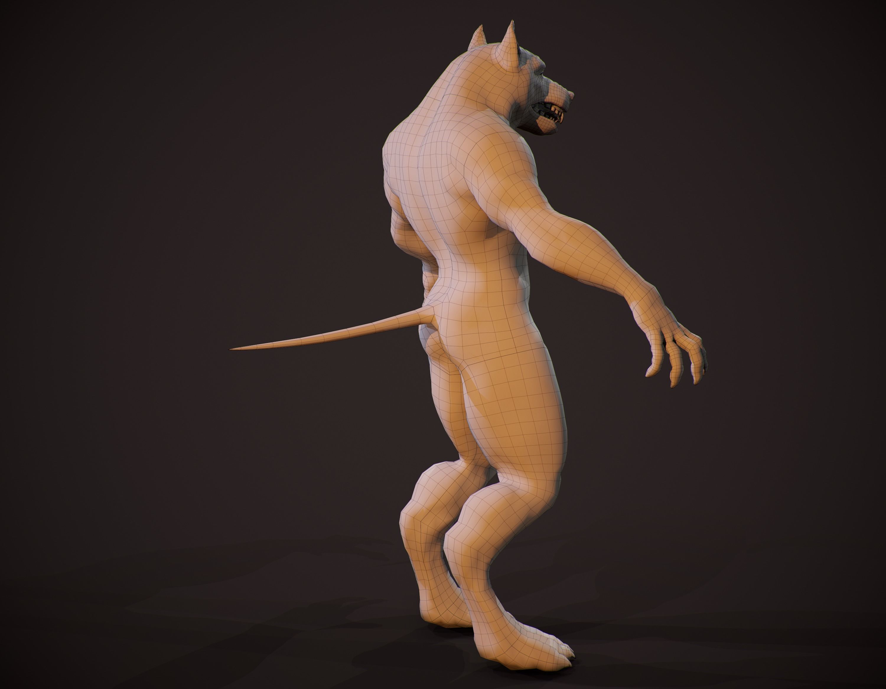 WereWolf Wild Realistic Low-poly 3D model_23