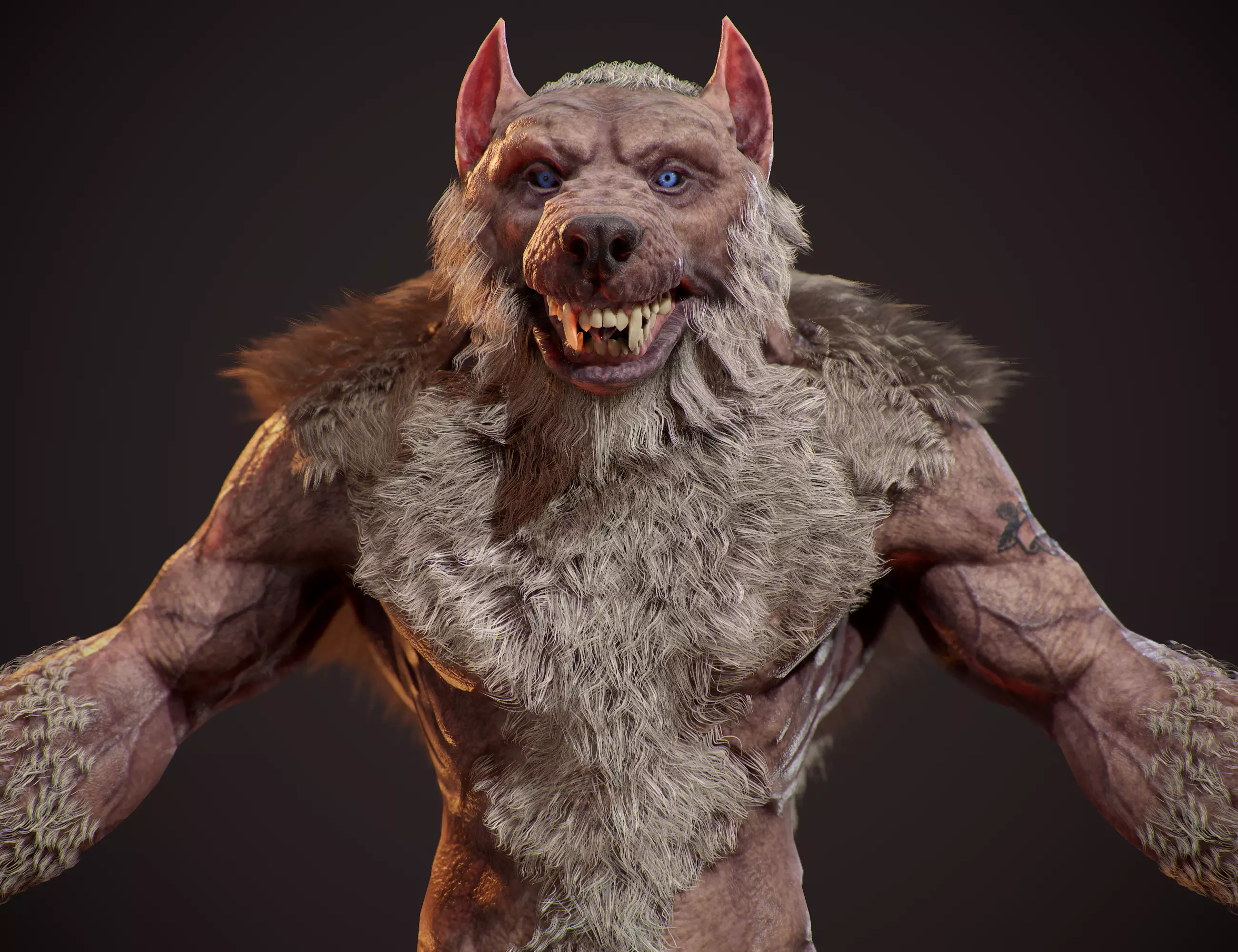 WereWolf Wild Realistic Low-poly 3D model_0