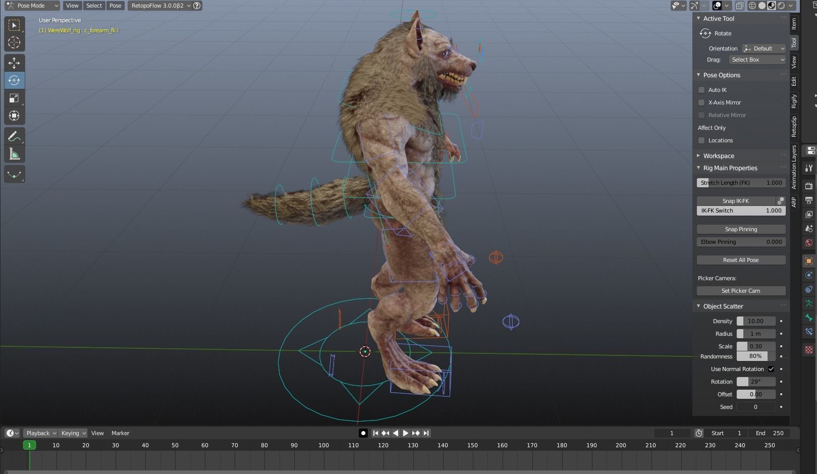 WereWolf Wild Realistic Low-poly 3D model_32