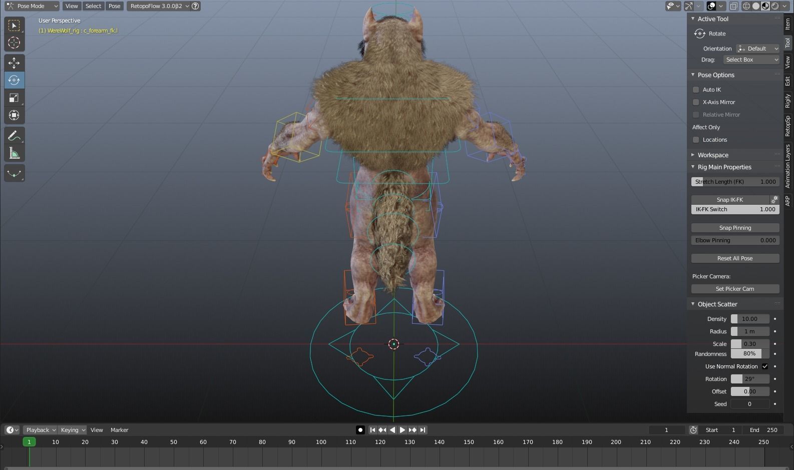 WereWolf Wild Realistic Low-poly 3D model_31