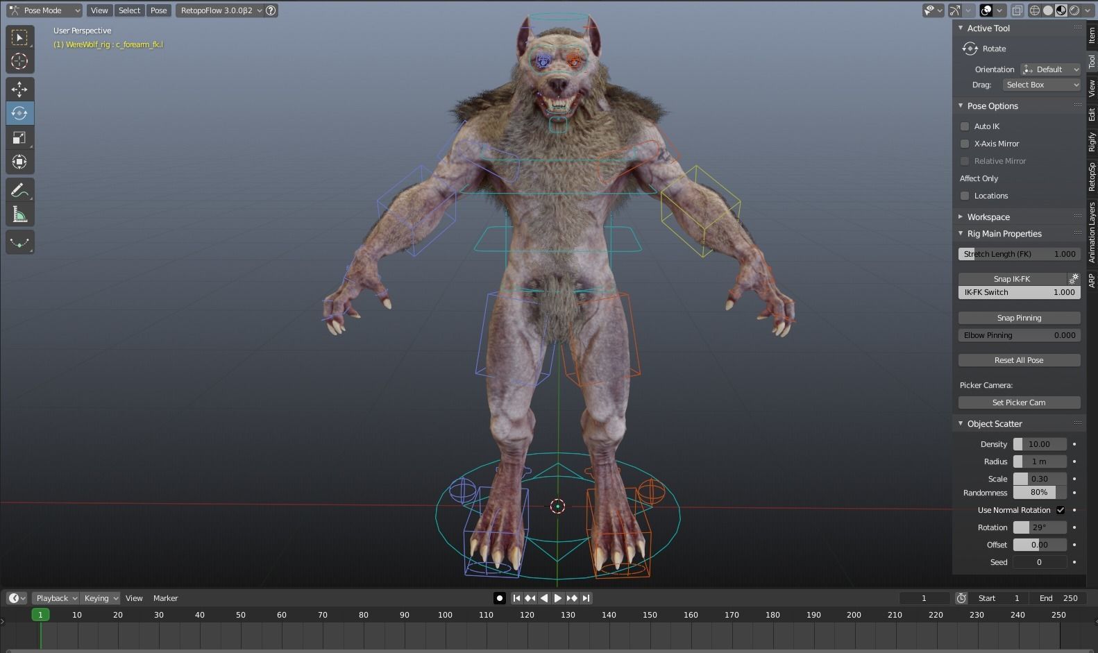WereWolf Wild Realistic Low-poly 3D model_34
