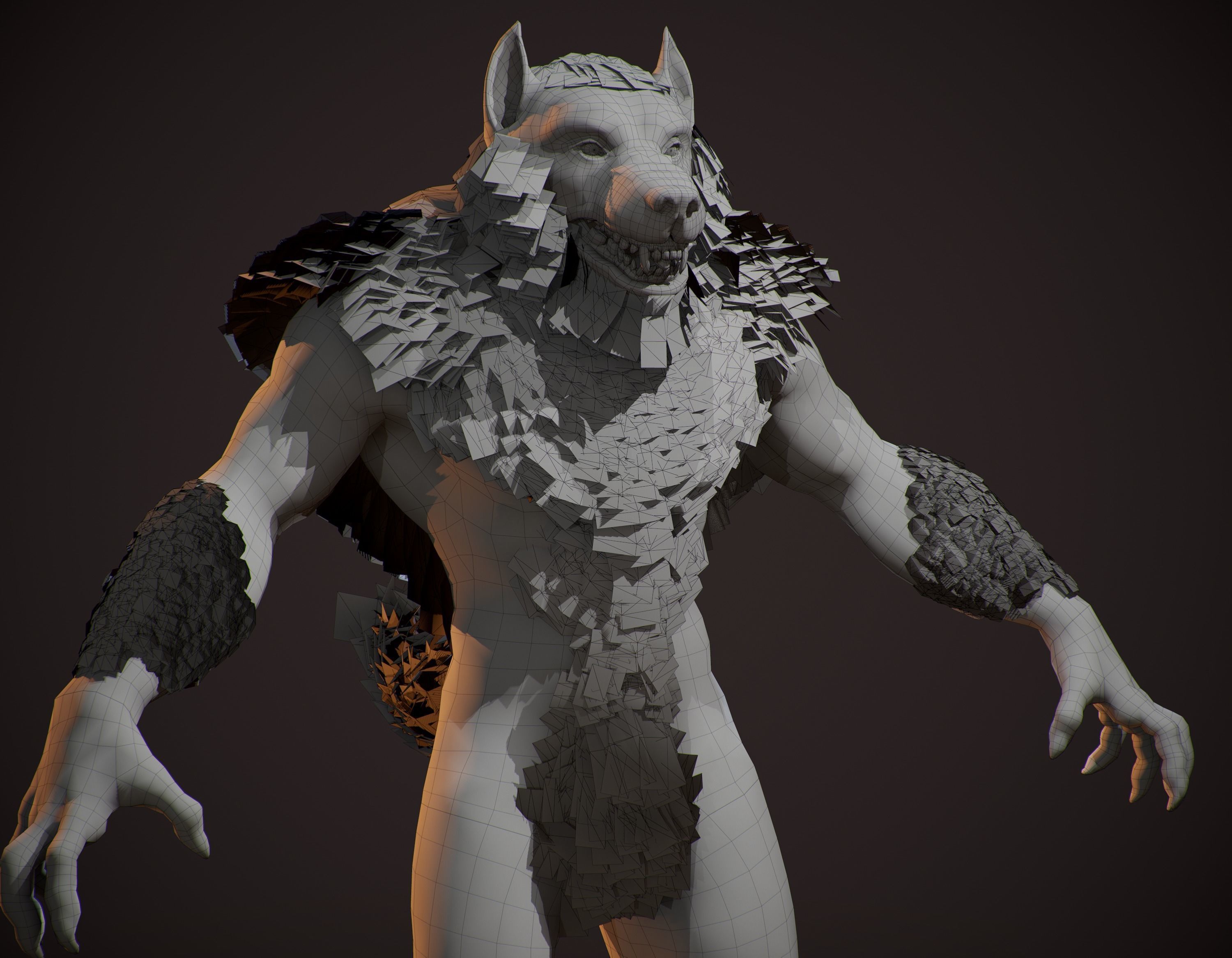 WereWolf Wild Realistic Low-poly 3D model_28