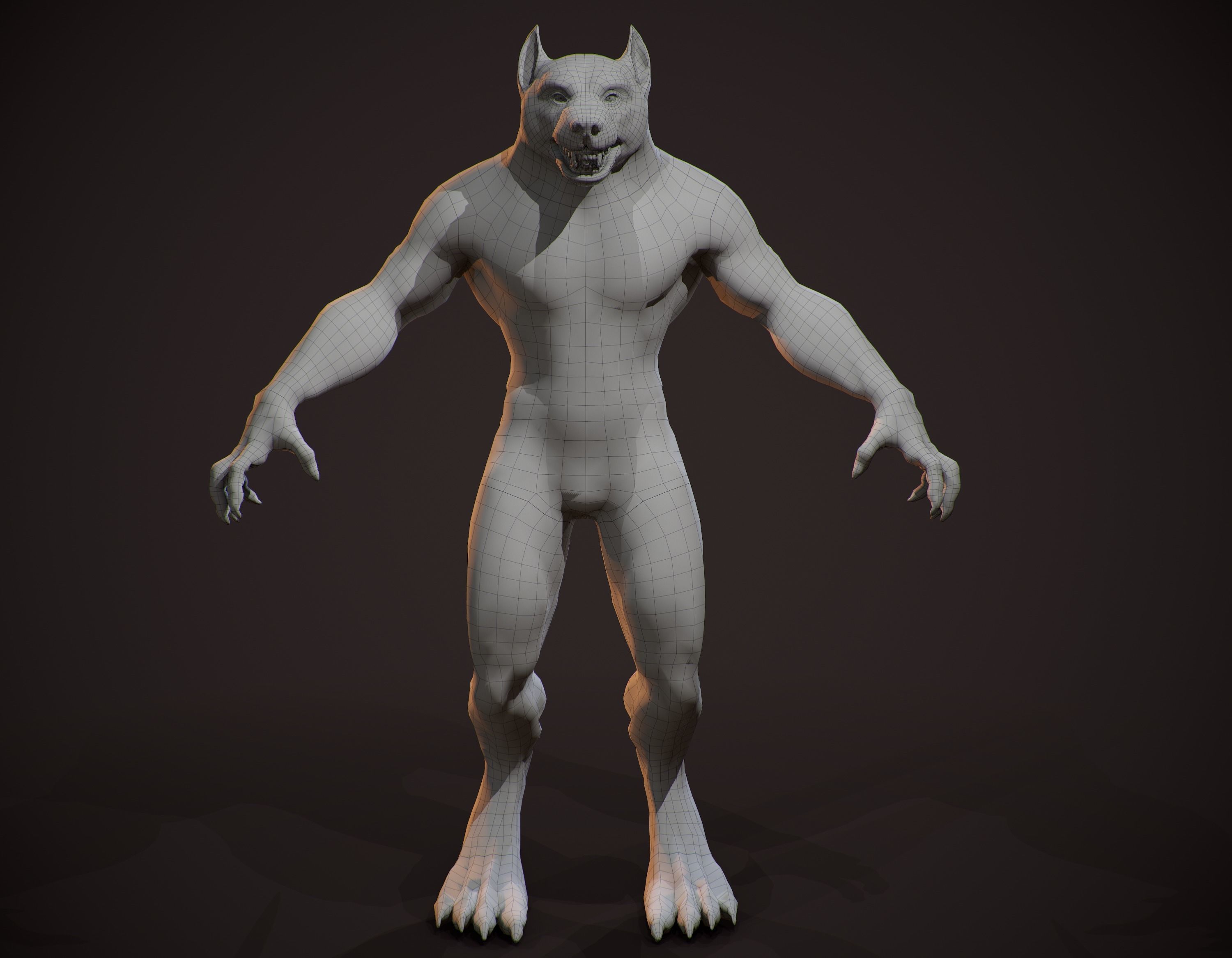 WereWolf Wild Realistic Low-poly 3D model_24